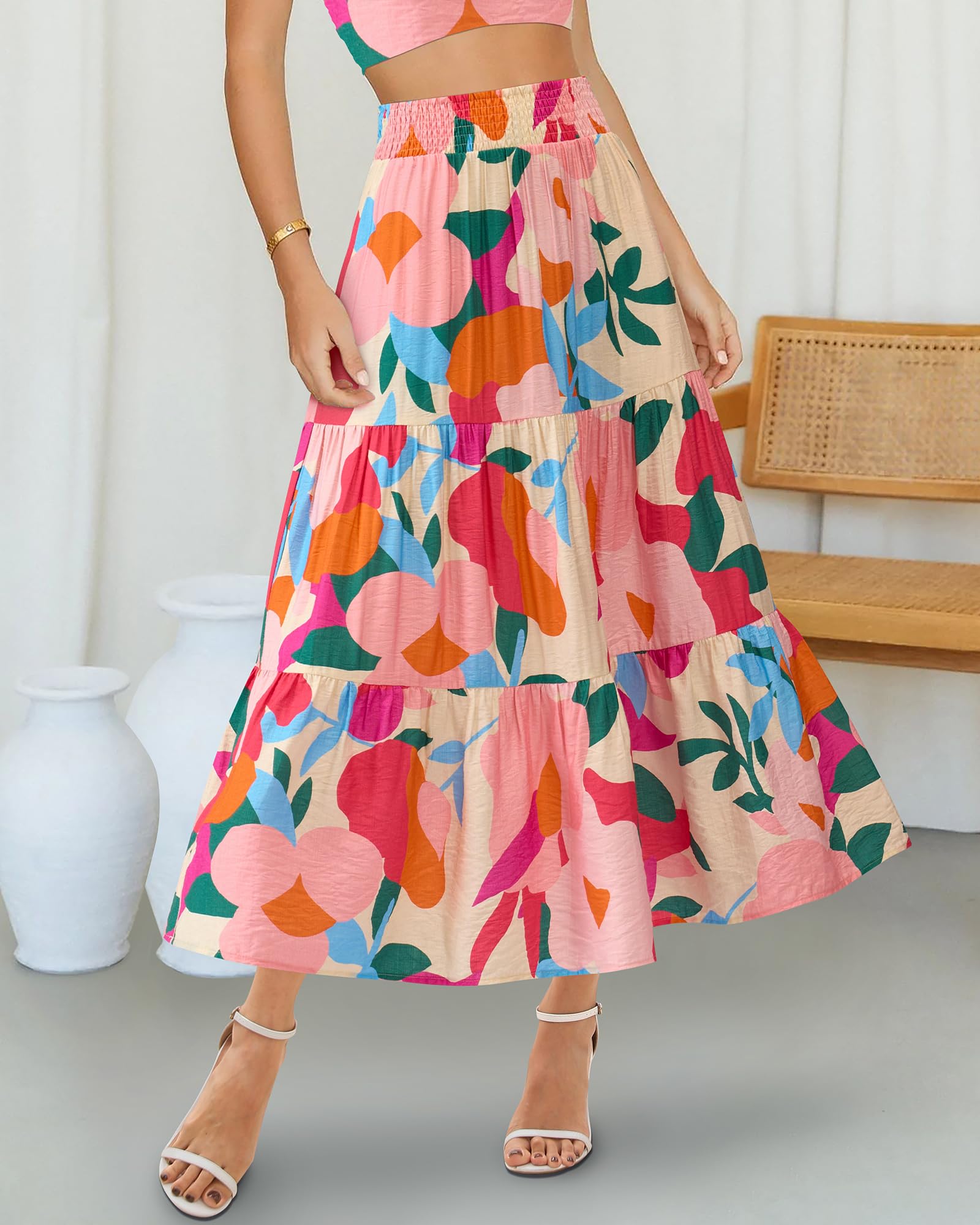 Foto 4 pulgar | Falda Btfbm Midi Con Estampado Floral Maxi Para Mujer Verano 2025 - Venta Internacional.