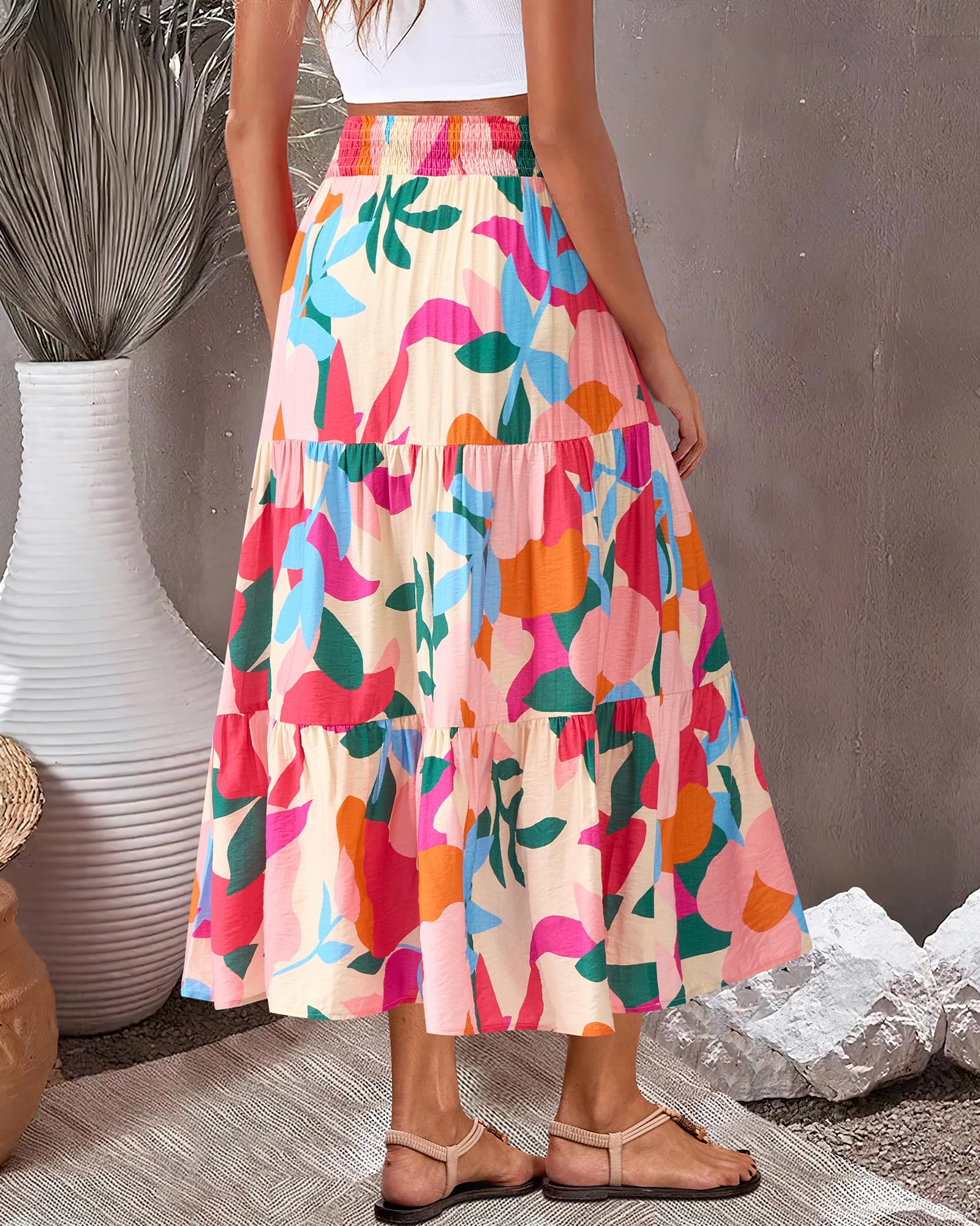 Foto 6 pulgar | Falda Btfbm Midi Con Estampado Floral Maxi Para Mujer Verano 2025 - Venta Internacional.