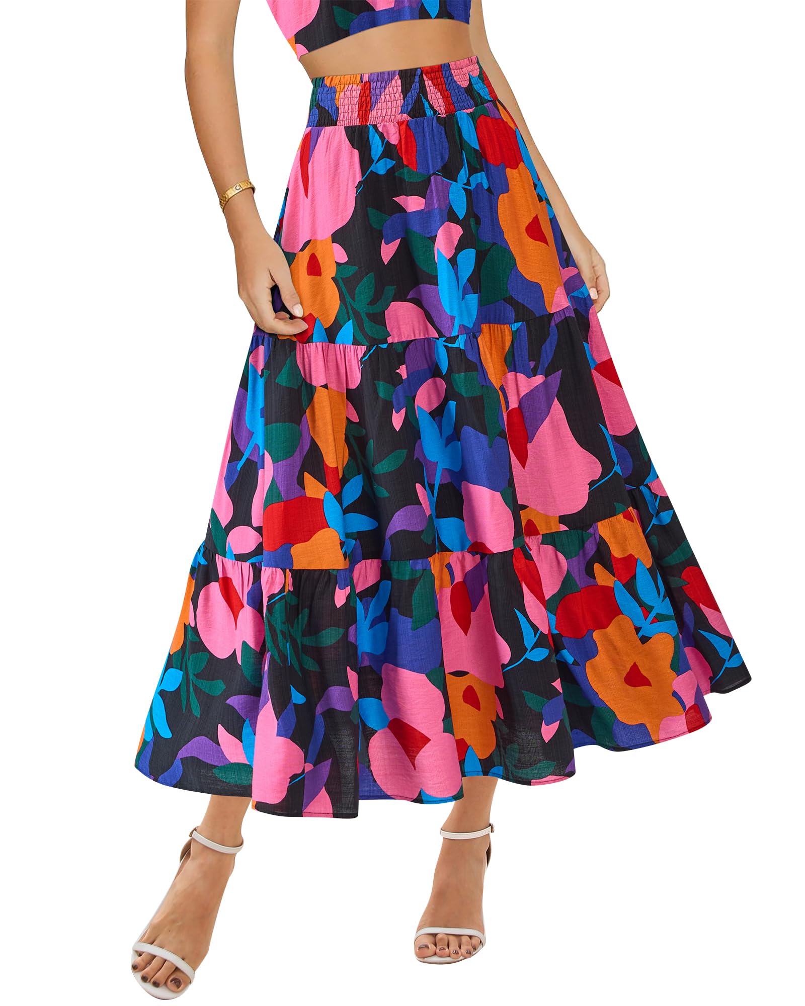 Foto 2 pulgar | Falda Btfbm Midi Con Estampado Floral Maxi Para Mujer Verano 2025 - Venta Internacional.