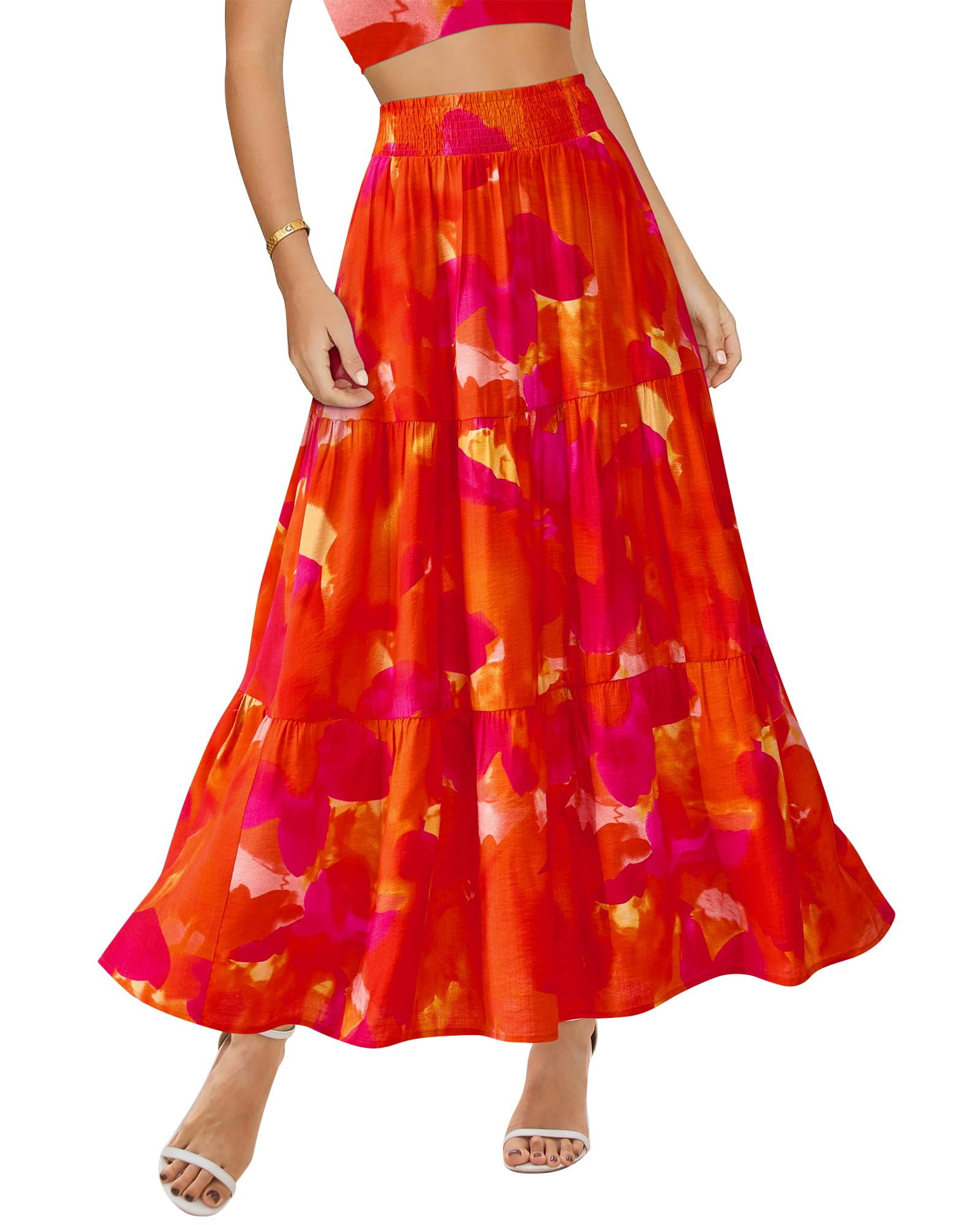 Foto 2 pulgar | Falda Btfbm Midi Con Estampado Floral Maxi Para Mujer Verano 2025 - Venta Internacional.