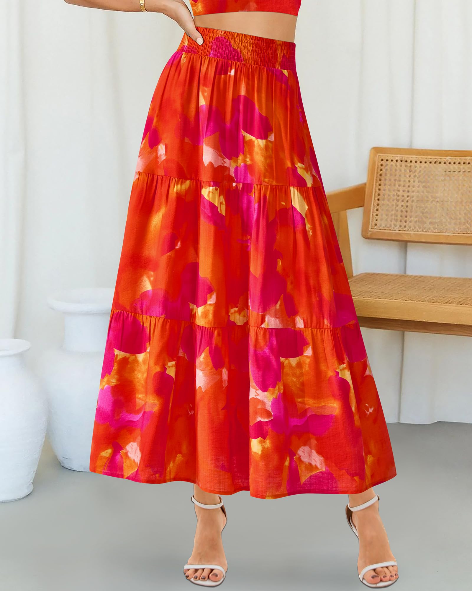 Foto 3 pulgar | Falda Btfbm Midi Con Estampado Floral Maxi Para Mujer Verano 2025 - Venta Internacional.