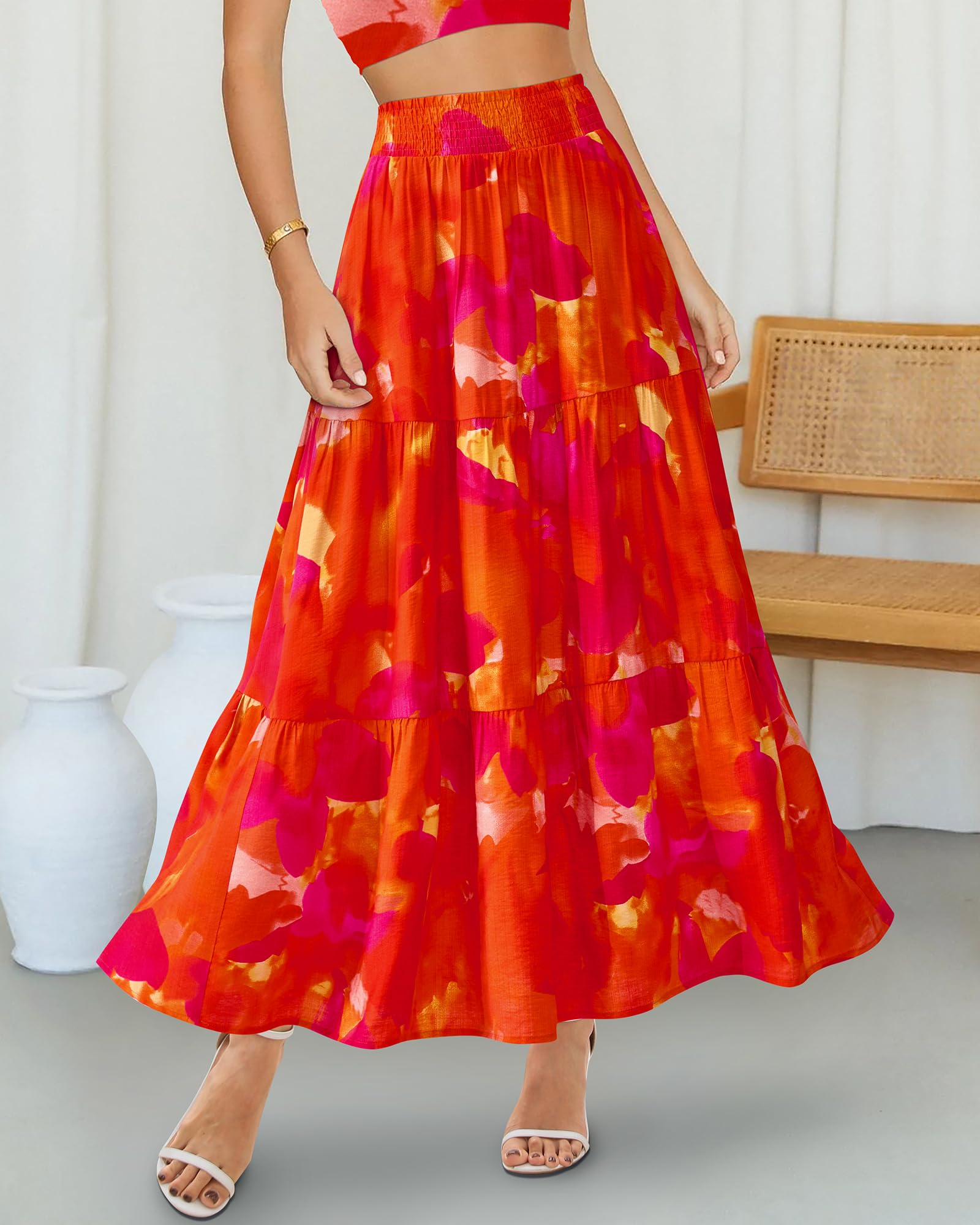 Foto 4 pulgar | Falda Btfbm Midi Con Estampado Floral Maxi Para Mujer Verano 2025 - Venta Internacional.