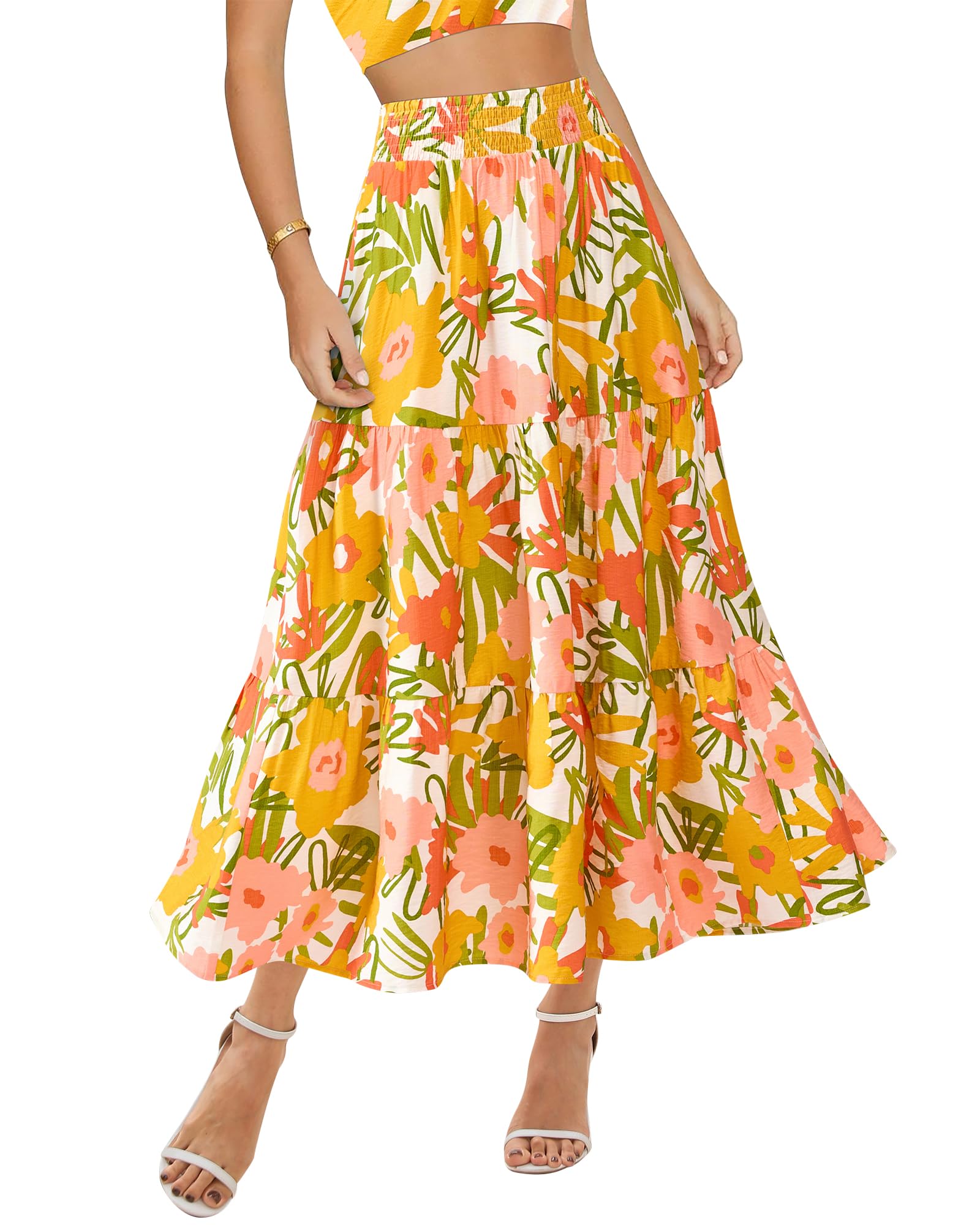 Foto 1 | Falda Btfbm Midi Con Estampado Floral Maxi Para Mujer Verano 2025 - Venta Internacional.