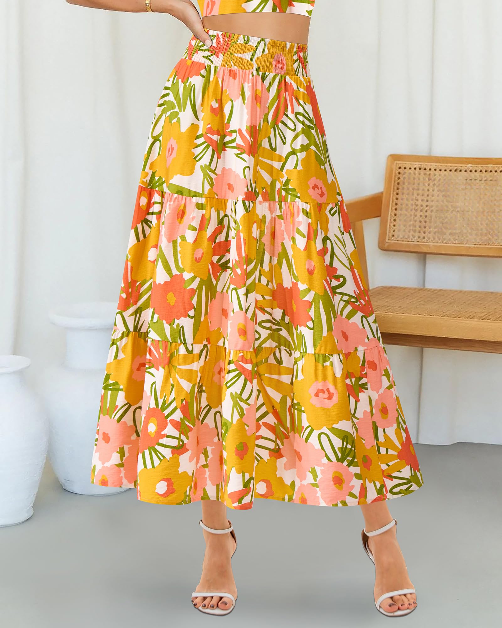 Foto 3 pulgar | Falda Btfbm Midi Con Estampado Floral Maxi Para Mujer Verano 2025 - Venta Internacional.