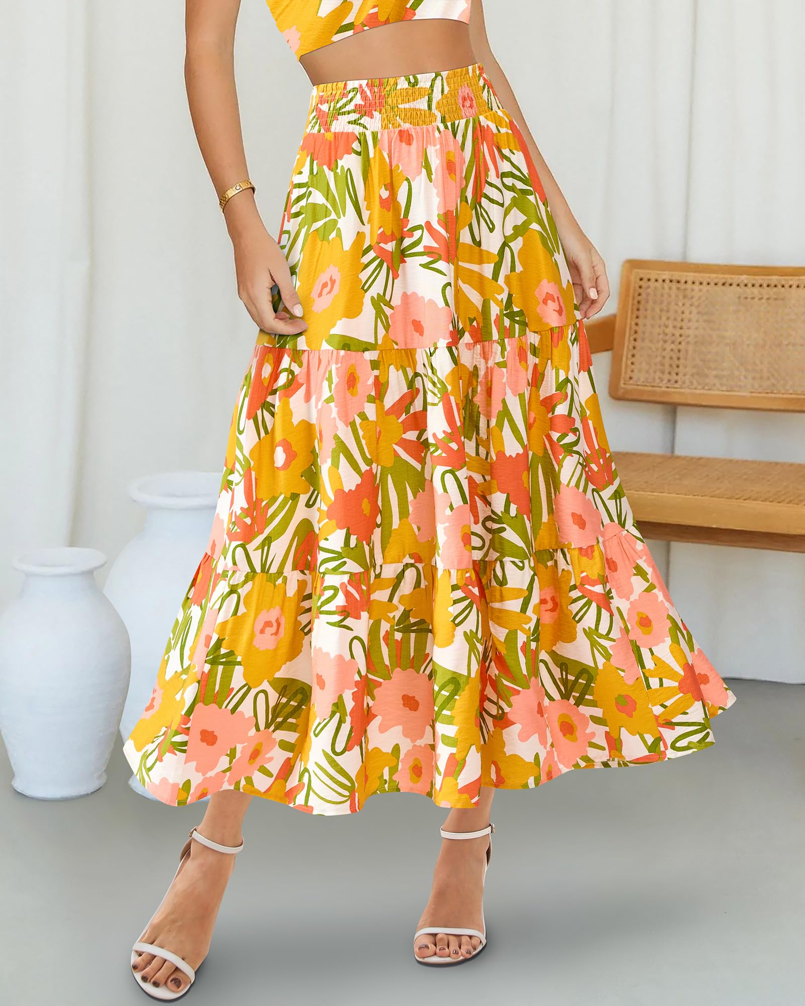 Foto 4 pulgar | Falda Btfbm Midi Con Estampado Floral Maxi Para Mujer Verano 2025 - Venta Internacional.