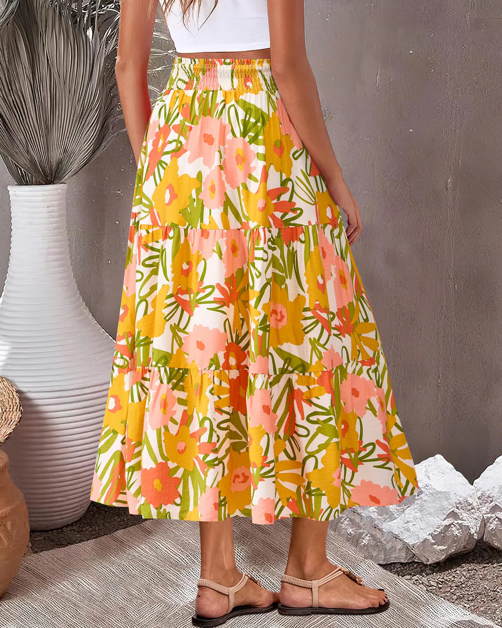 Foto 6 pulgar | Falda Btfbm Midi Con Estampado Floral Maxi Para Mujer Verano 2025 - Venta Internacional.