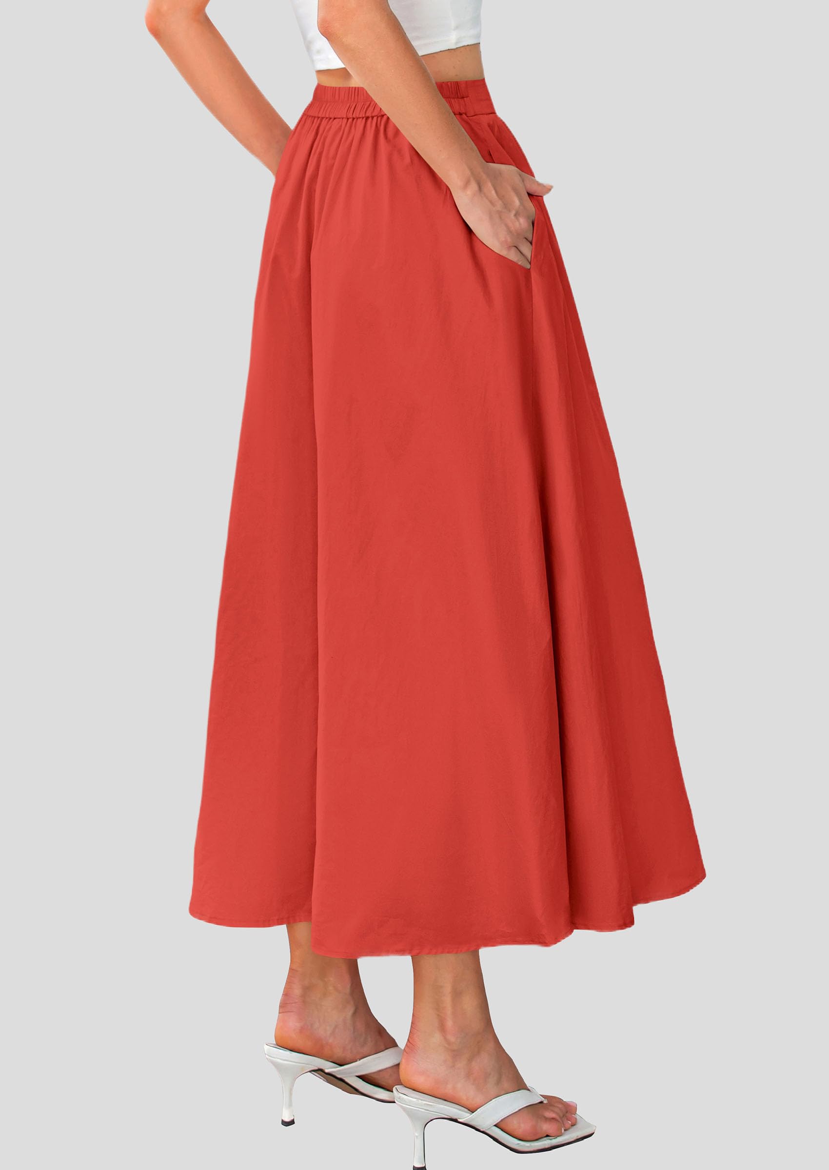 Foto 2 | Falda Larga Prettygarden 2025 Con Volantes De Verano, Cintura Alta, Color Rojo Xxl - Venta Internacional.