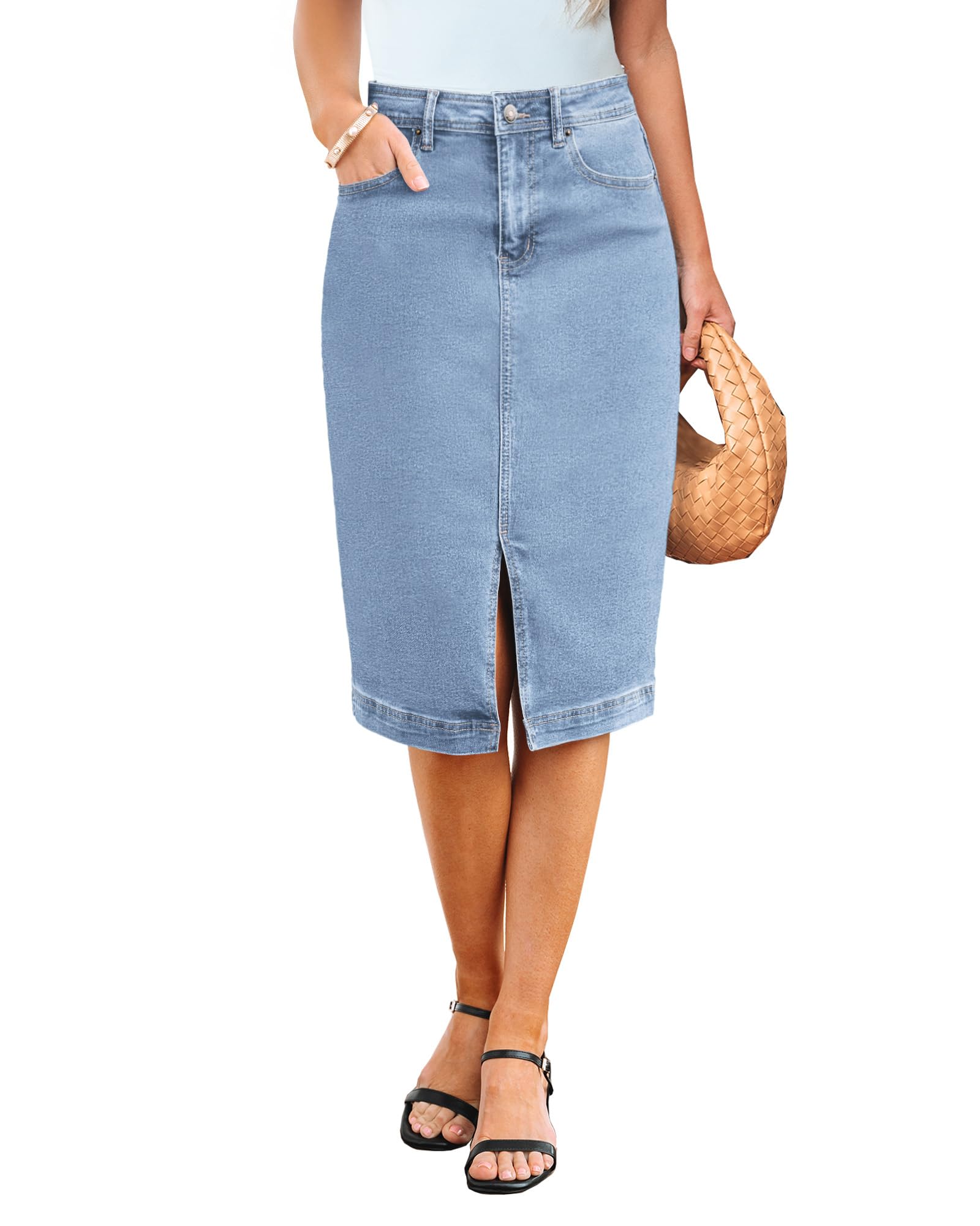 Falda Vaquera Luvamia Jean De Cintura Alta Elástica Para Mujer - Venta Internacional.