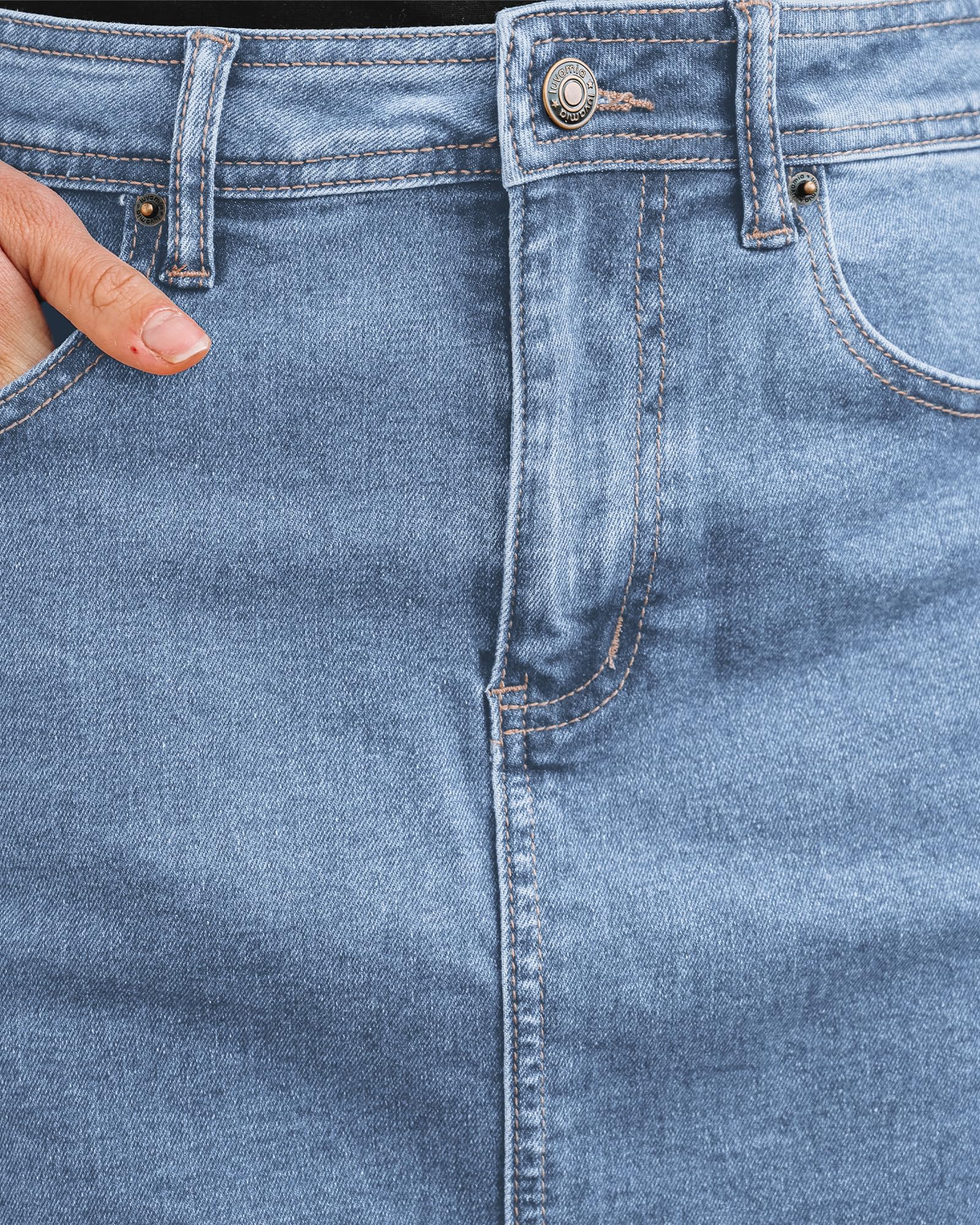 Foto 6 pulgar | Falda Vaquera Luvamia Jean De Cintura Alta Elástica Para Mujer - Venta Internacional.