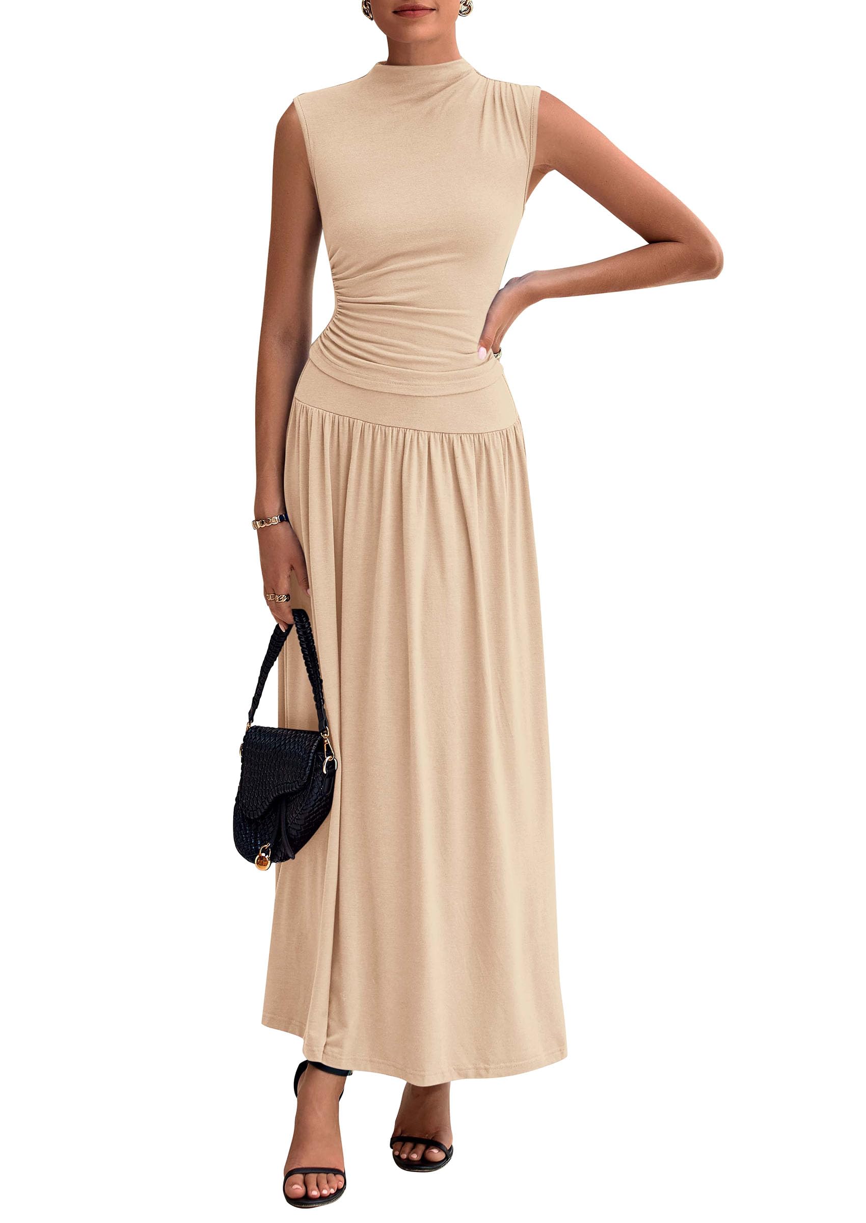 Conjunto De Faldas Prettygarden Para Mujer 2025, Falda Larga Fruncida Sin Mangas - Venta Internacional.