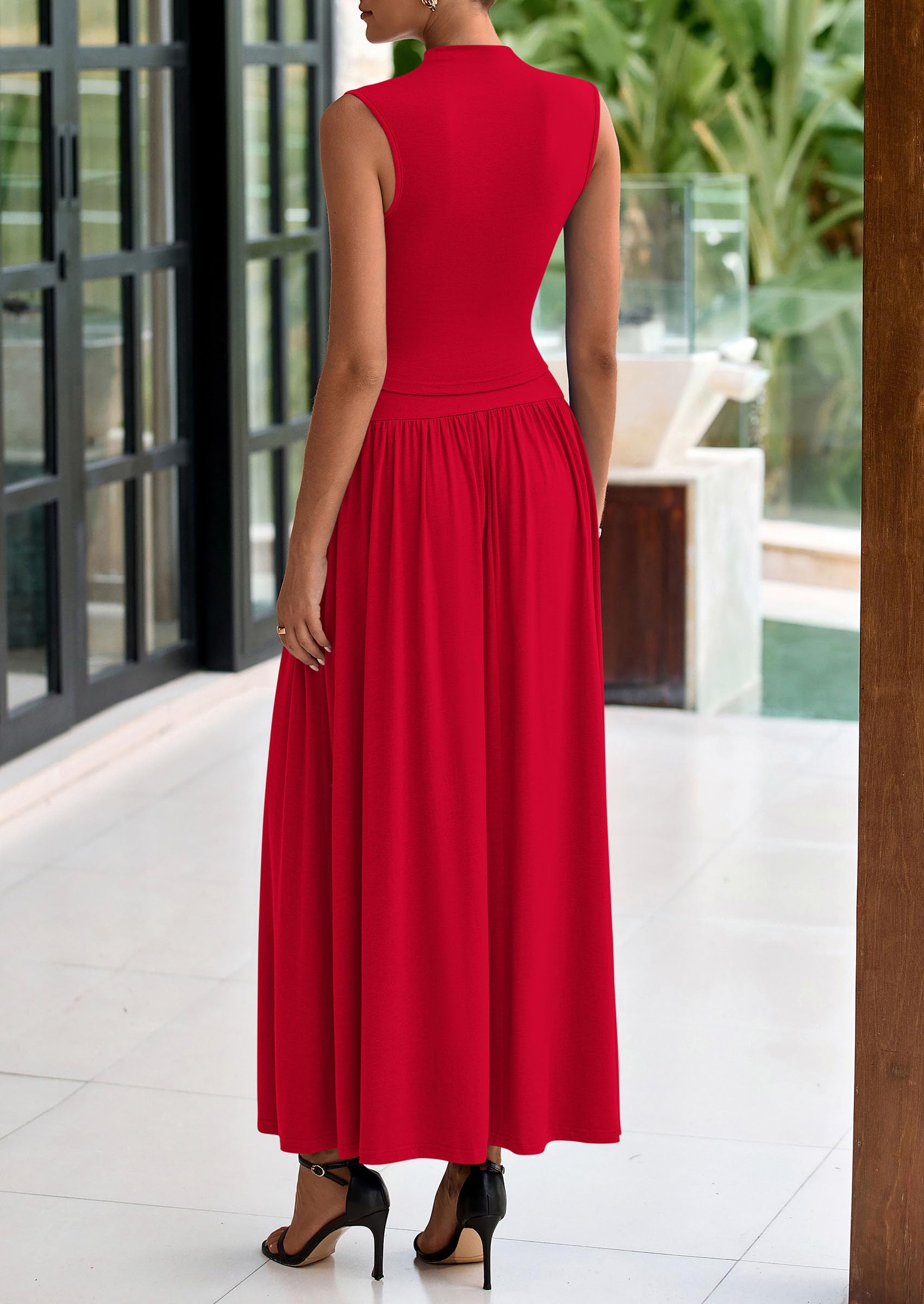 Foto 2 | Conjunto De Faldas Prettygarden 2025, Camiseta Sin Mangas Fruncida De Verano, Maxi Falda - Venta Internacional.