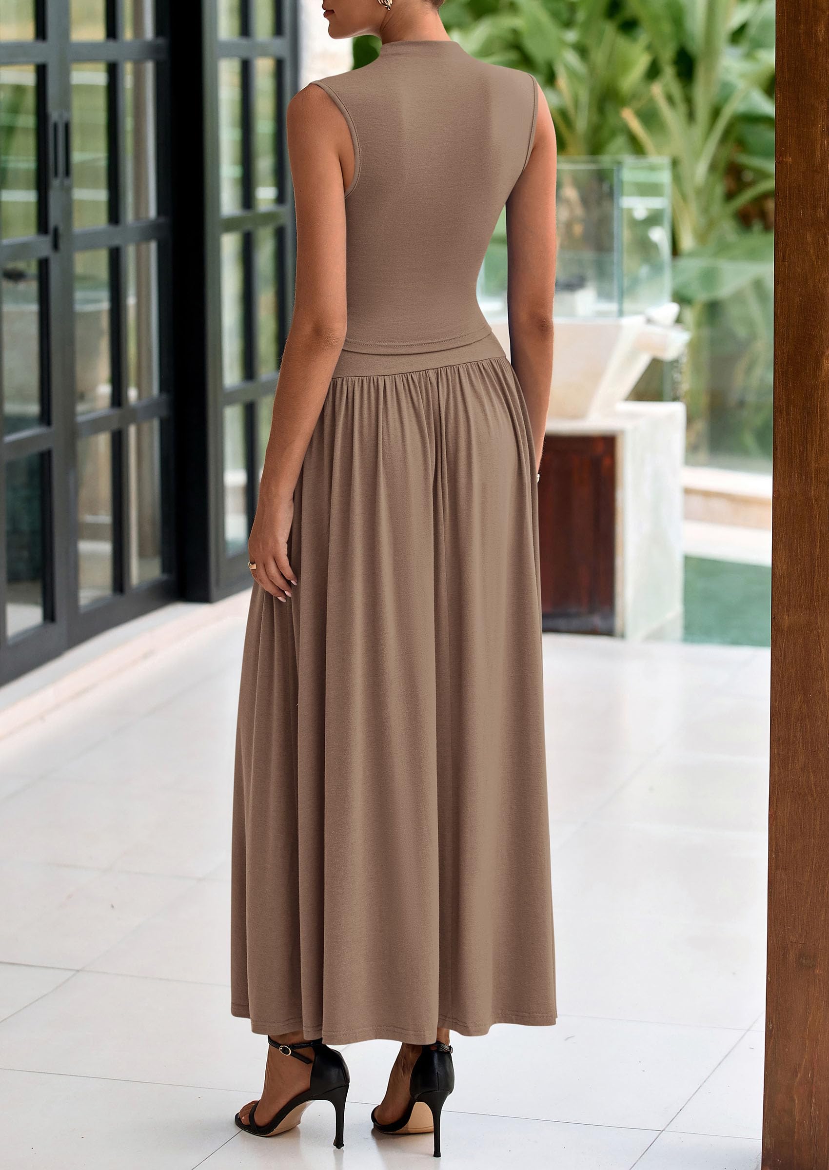 Foto 2 | Conjunto De Faldas Prettygarden 2025, Camiseta Sin Mangas Fruncida De Verano, Maxi Falda - Venta Internacional.