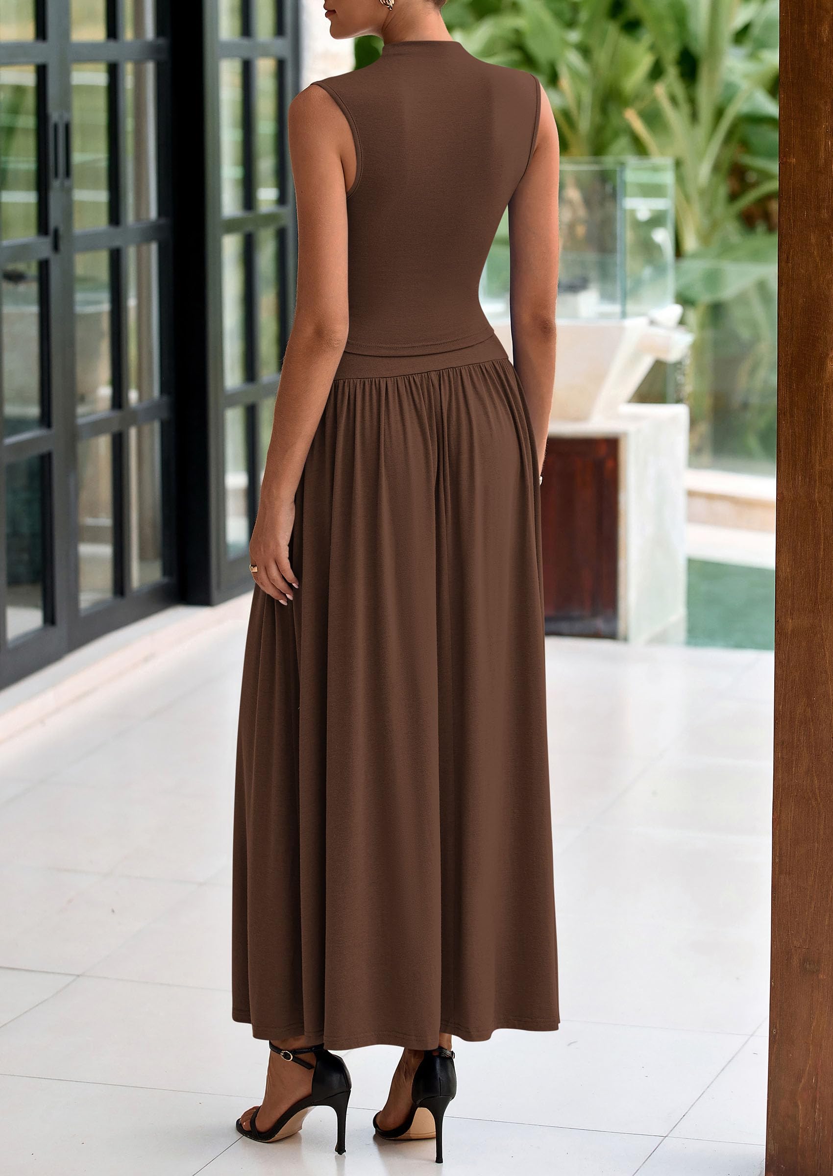 Foto 2 | Conjunto De Faldas Prettygarden 2025, Camiseta Sin Mangas Fruncida De Verano, Maxi Falda - Venta Internacional.
