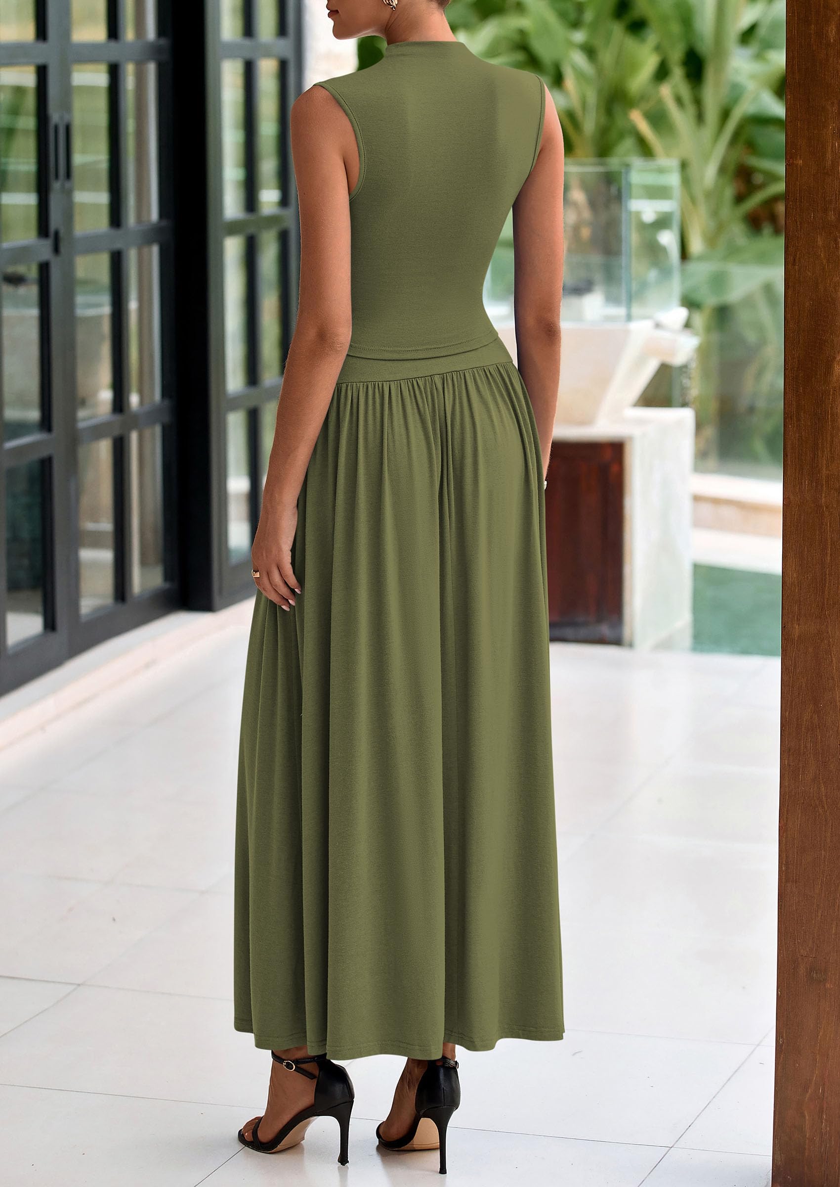 Foto 2 | Conjunto De Faldas Prettygarden 2025, Camiseta Sin Mangas Fruncida De Verano, Maxi Falda - Venta Internacional.