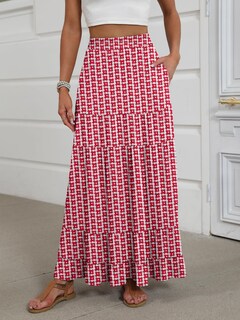 Foto 2 | Falda Larga Anrabess, Elástica, Cintura Alta, En Forma De A - Venta Internacional.