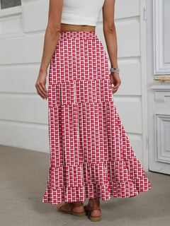 Foto 4 | Falda Larga Anrabess, Elástica, Cintura Alta, En Forma De A - Venta Internacional.