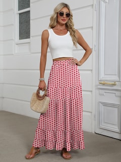 Foto 5 | Falda Larga Anrabess, Elástica, Cintura Alta, En Forma De A - Venta Internacional.
