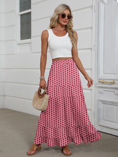 Foto 6 | Falda Larga Anrabess, Elástica, Cintura Alta, En Forma De A - Venta Internacional.