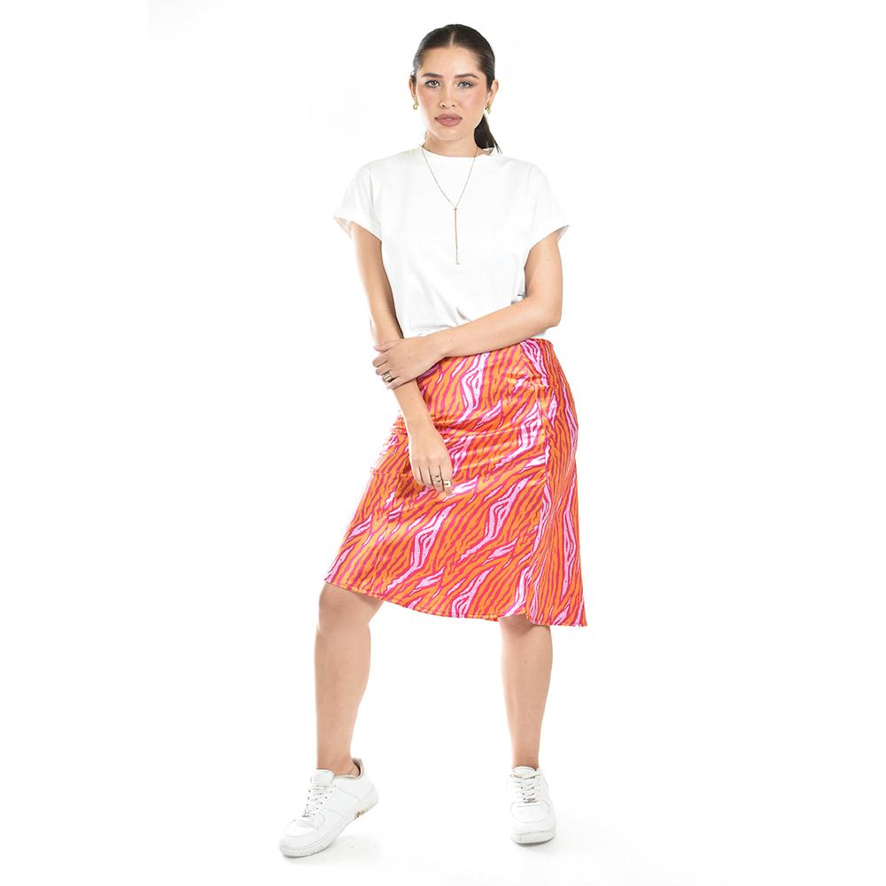 Foto 5 pulgar | Falda Midi Animal Print Roman Fashion /juvenil, 4902 (animal Print) Fucsia