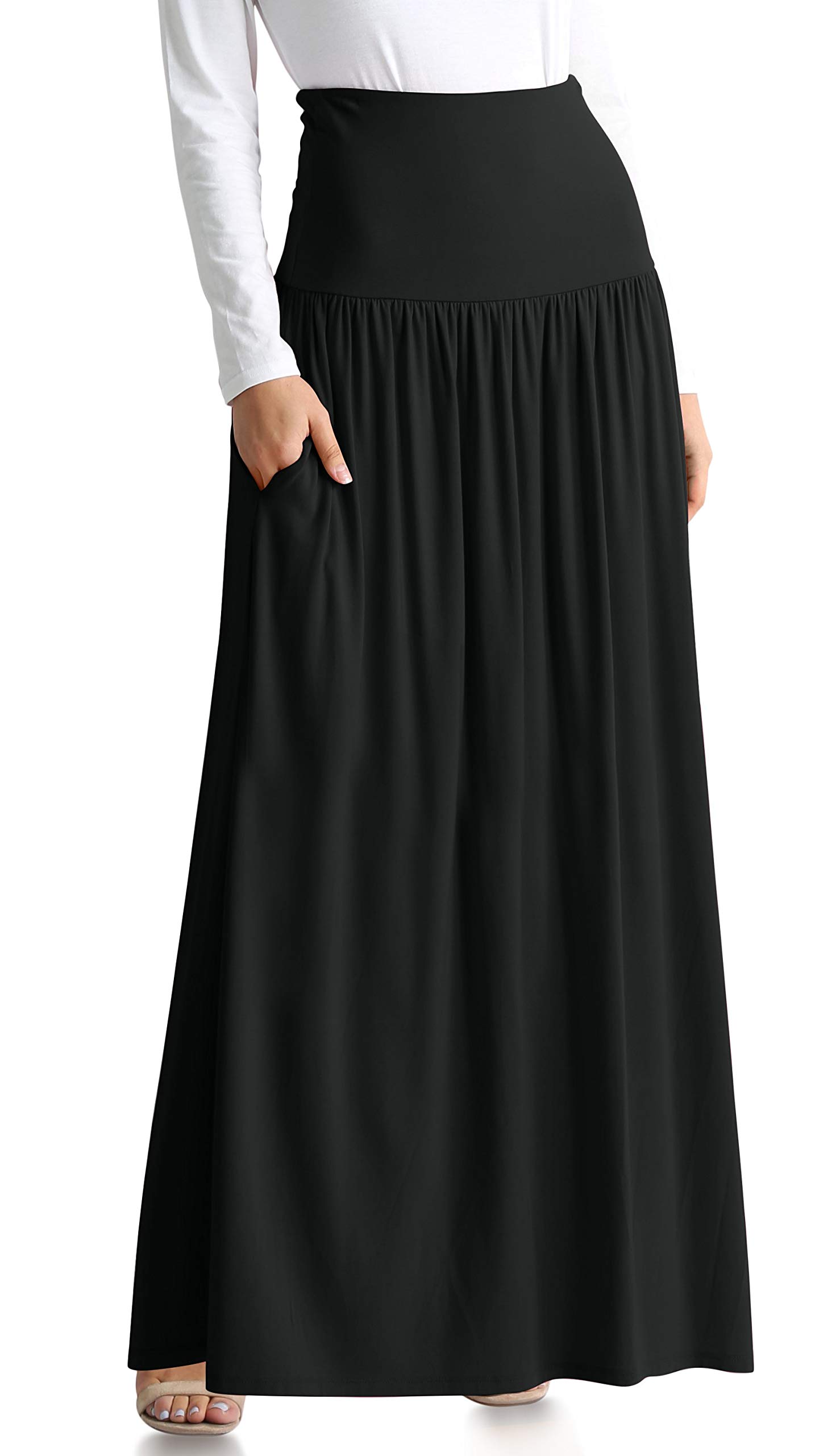 Foto 1 | Maxi Falda Simlu Negra De Cintura Alta Hasta El Tobillo Para Mujer - Venta Internacional.