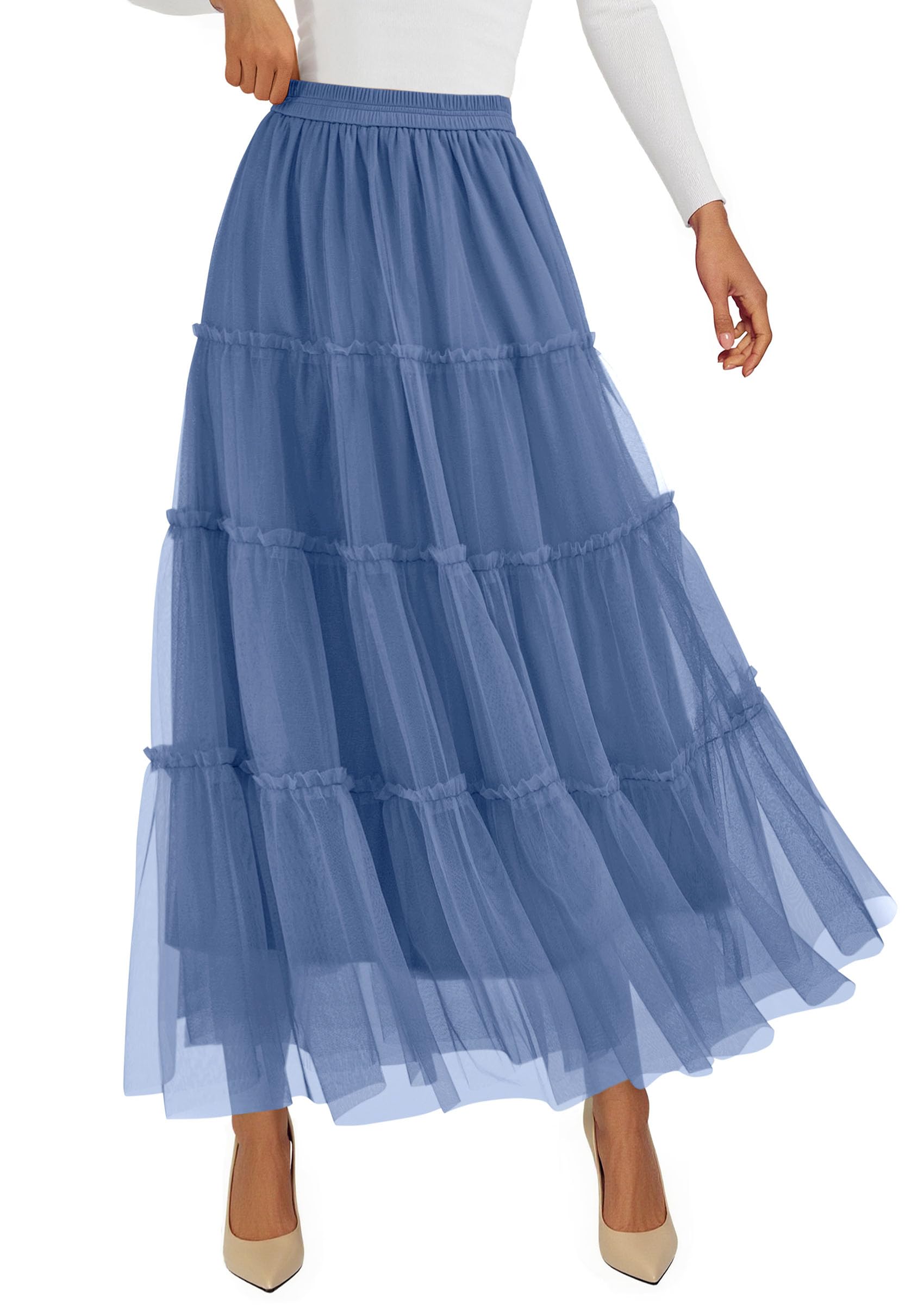 Foto 1 | Falda De Tul Prettygarden Para Mujer  Maxi Larga  A La Moda De Otoño - Venta Internacional.