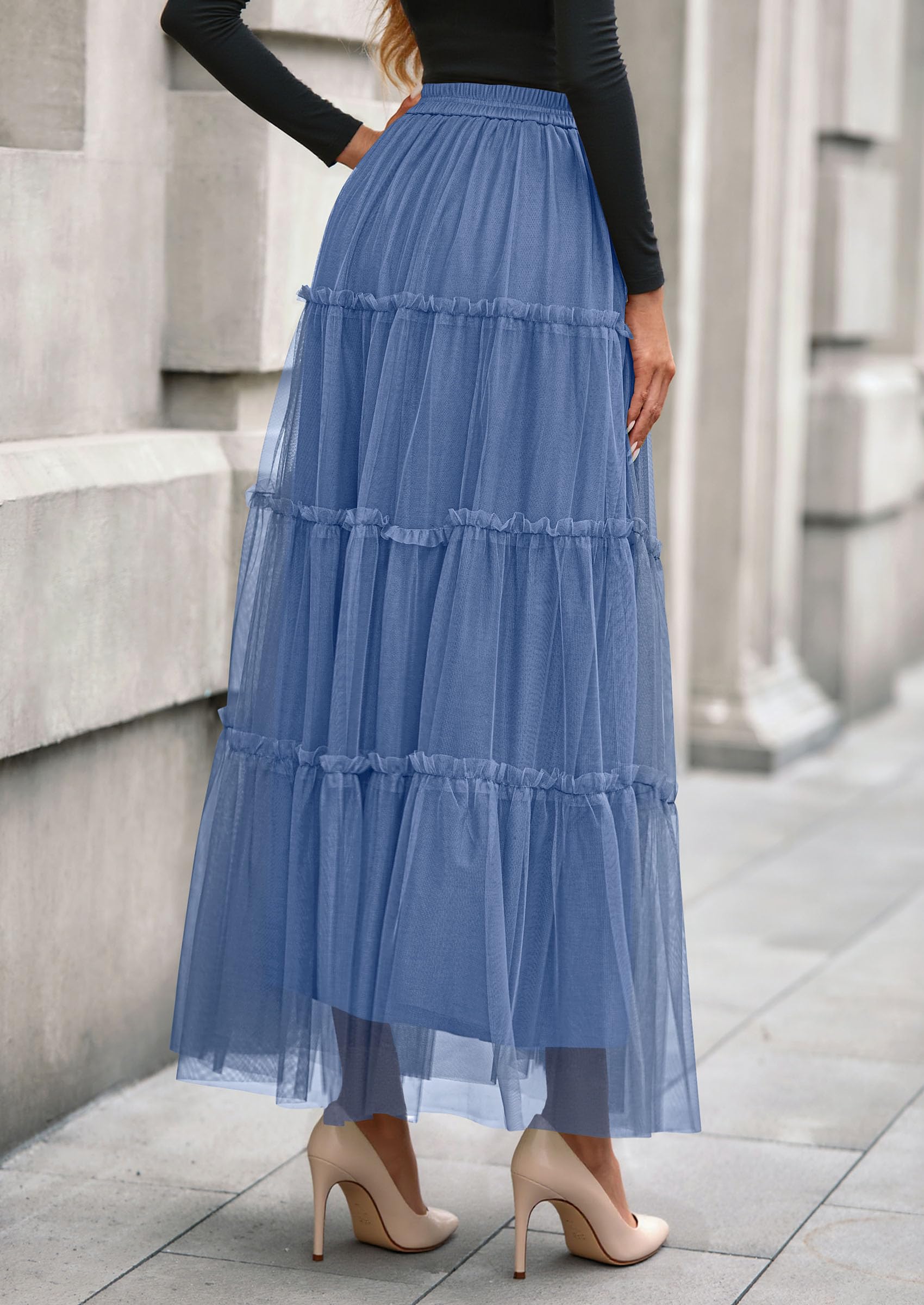 Foto 6 pulgar | Falda De Tul Prettygarden Para Mujer  Maxi Larga  A La Moda De Otoño - Venta Internacional.