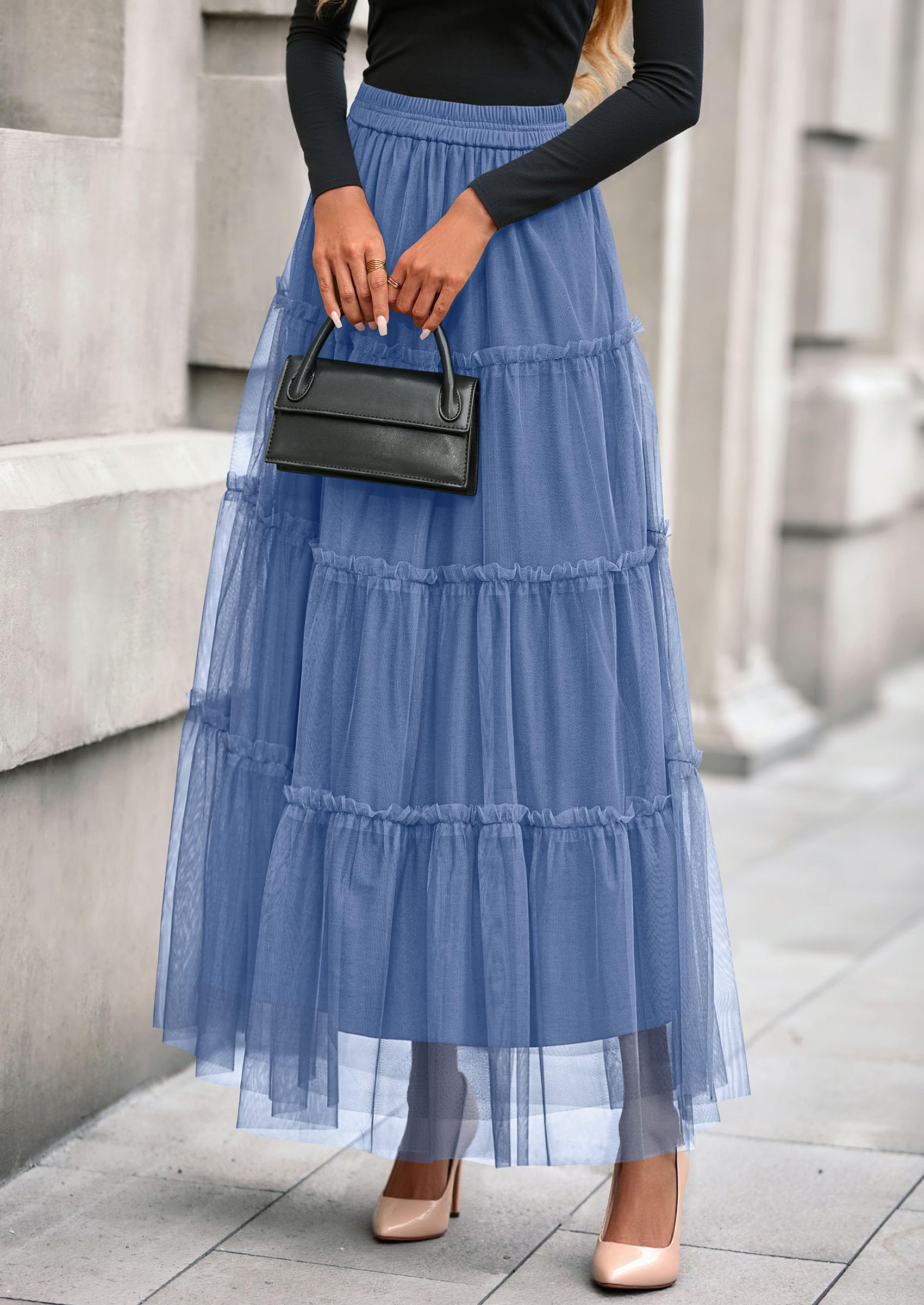 Foto 7 pulgar | Falda De Tul Prettygarden Para Mujer  Maxi Larga  A La Moda De Otoño - Venta Internacional.