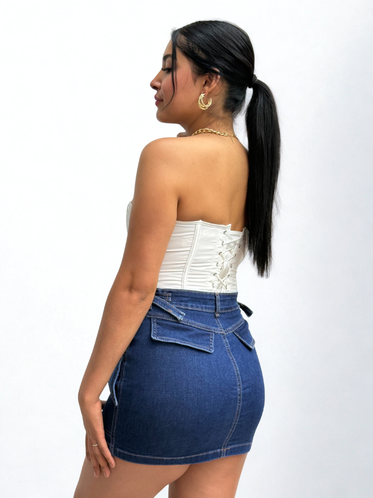 Foto 4 pulgar | Falda Corta Obs Dama Mezclilla Azul Oscuro