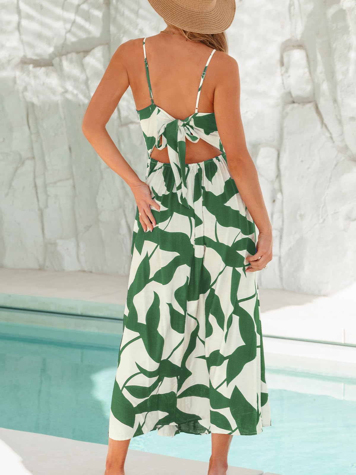 Foto 4 pulgar | Vestido De Verano Cupshe Verde Estampado Sin Mangas Para Mujer - Venta Internacional.