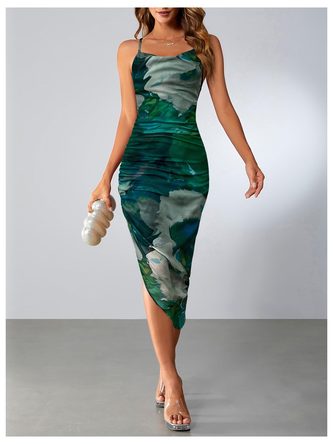 Foto 5 pulgar | Vestido Soly Hux  Anudado  Cuello Vuelto  Sin Espalda  Ajustado  Verde L - Venta Internacional.