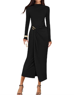 Foto 1 | Vestido Ajustado Negro De Manga Larga De Otoño Zesica 2025 Para Mujer - Venta Internacional.