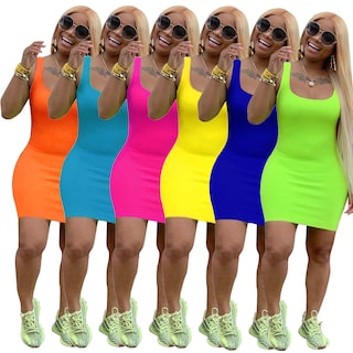 Foto 1 | Minivestido Sin Mangas Para Mujer, Falda Ajustada De Talla Grande - Venta Internacional.