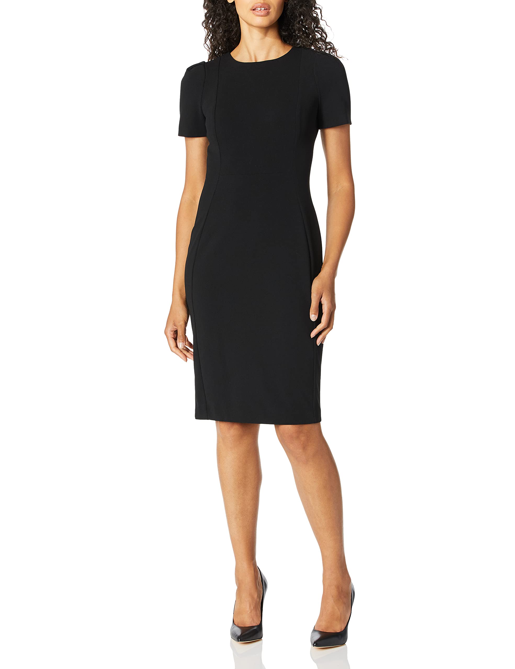 Vestido Calvin Klein Negro de Manga Corta para Mujer - Venta Internacional.