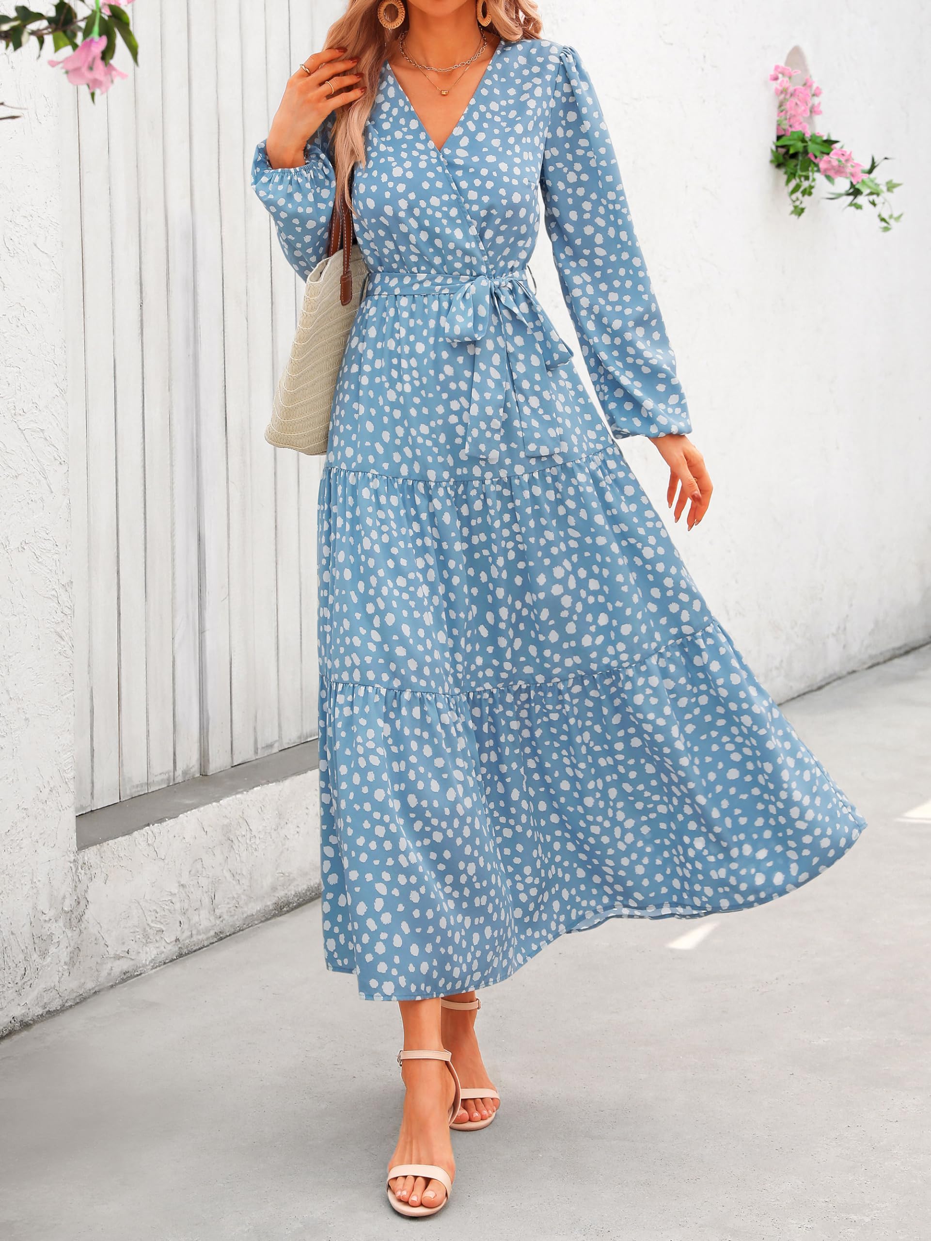 Foto 3 pulgar | Vestido Largo Prettygarden Con Estampado Floral De Manga Larga Para Mujer - Venta Internacional.