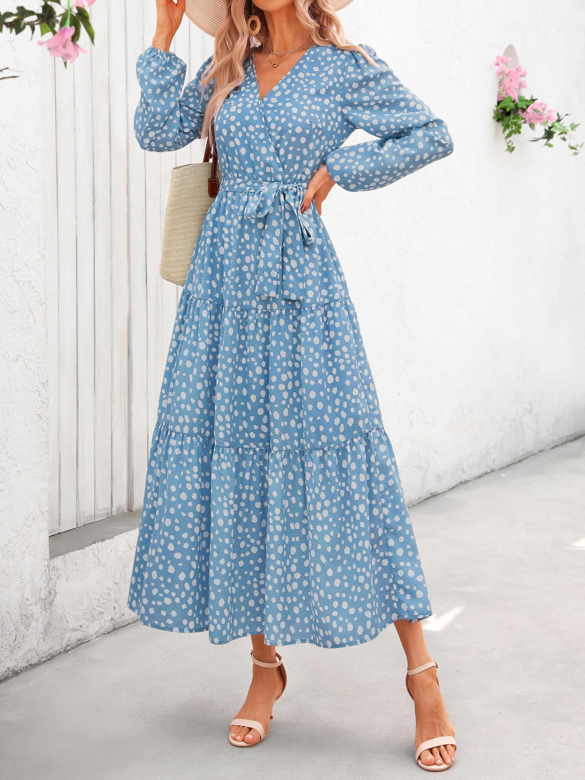 Foto 4 pulgar | Vestido Largo Prettygarden Con Estampado Floral De Manga Larga Para Mujer - Venta Internacional.