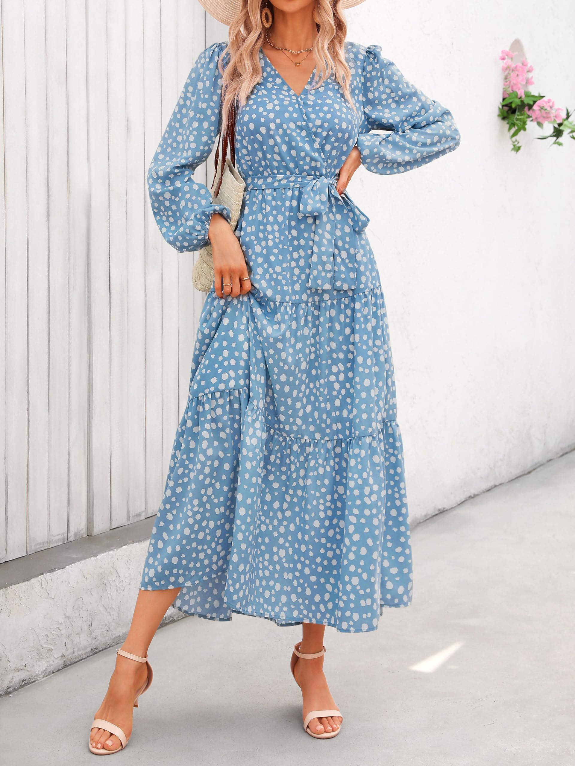 Foto 5 pulgar | Vestido Largo Prettygarden Con Estampado Floral De Manga Larga Para Mujer - Venta Internacional.
