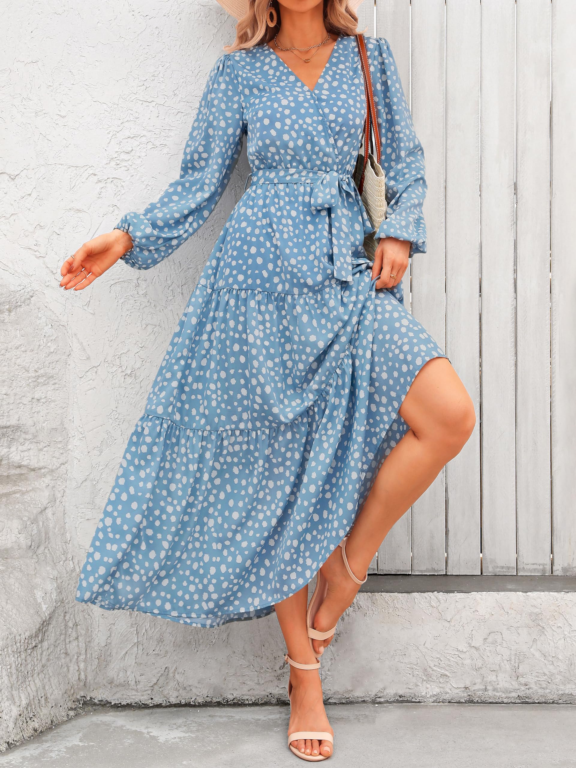 Foto 6 pulgar | Vestido Largo Prettygarden Con Estampado Floral De Manga Larga Para Mujer - Venta Internacional.
