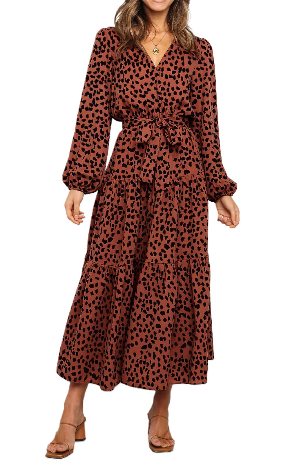 Foto 1 | Vestido Largo Prettygarden Con Estampado Floral De Manga Larga Para Mujer - Venta Internacional.