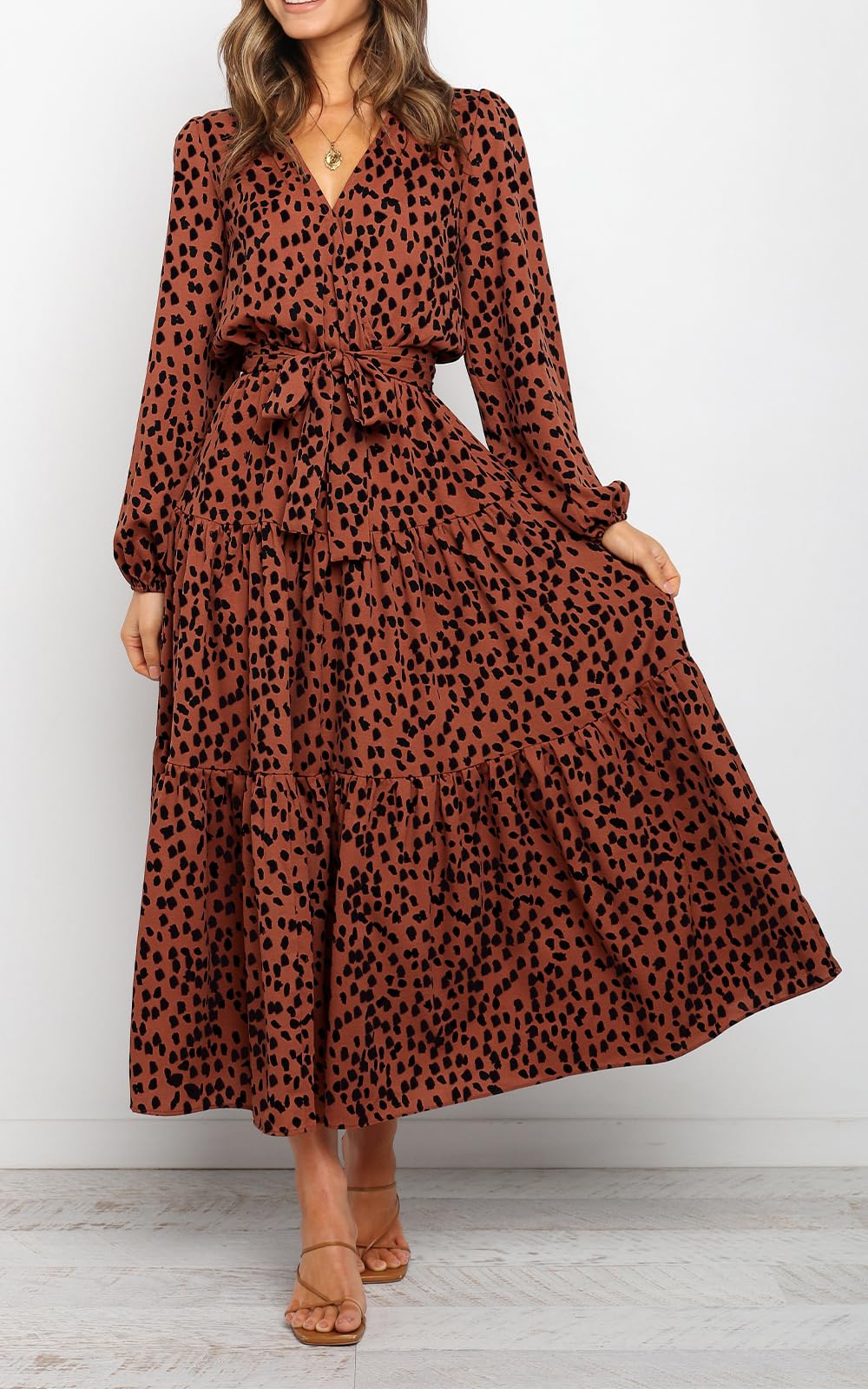Foto 4 pulgar | Vestido Largo Prettygarden Con Estampado Floral De Manga Larga Para Mujer - Venta Internacional.