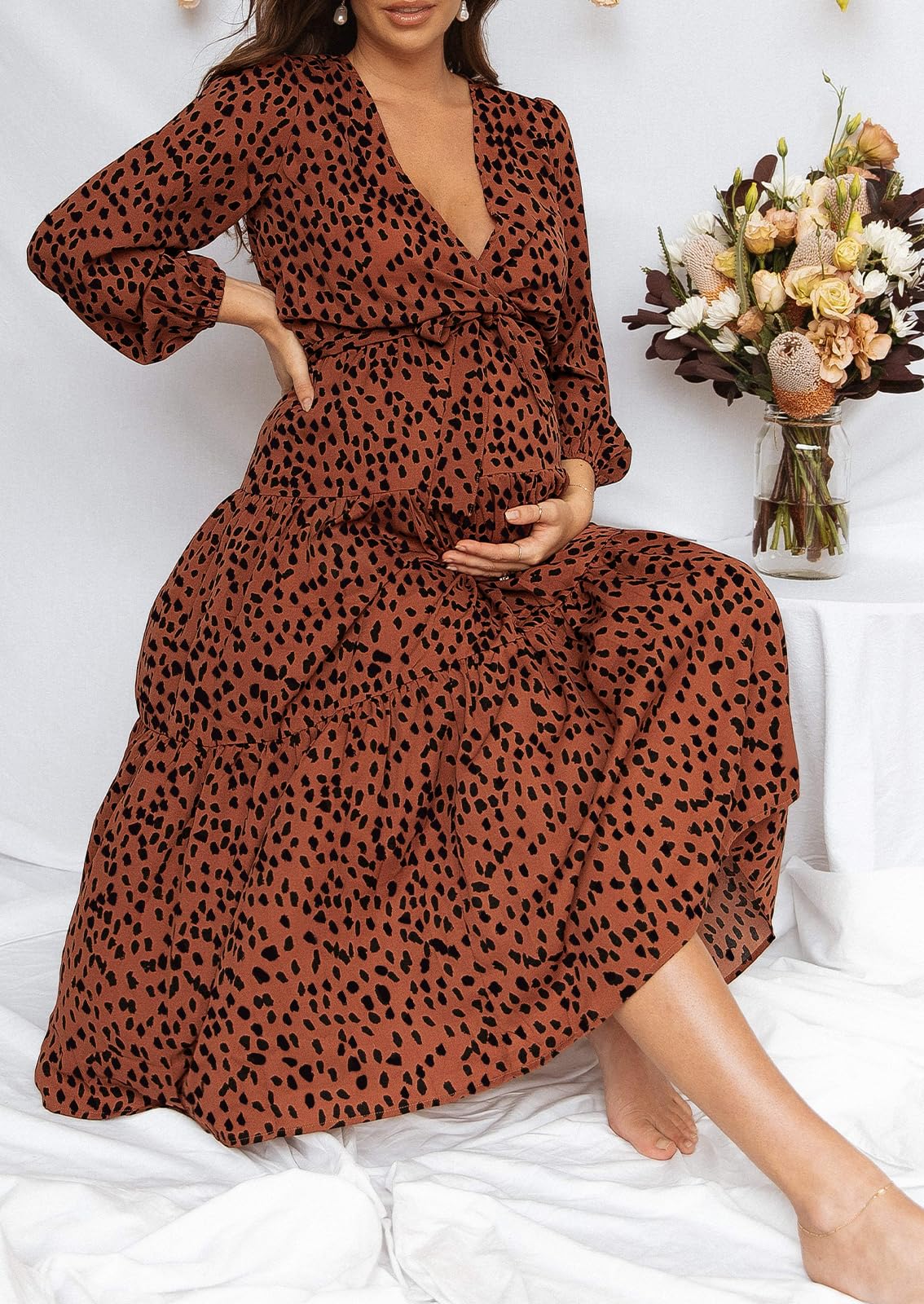 Foto 5 pulgar | Vestido Largo Prettygarden Con Estampado Floral De Manga Larga Para Mujer - Venta Internacional.