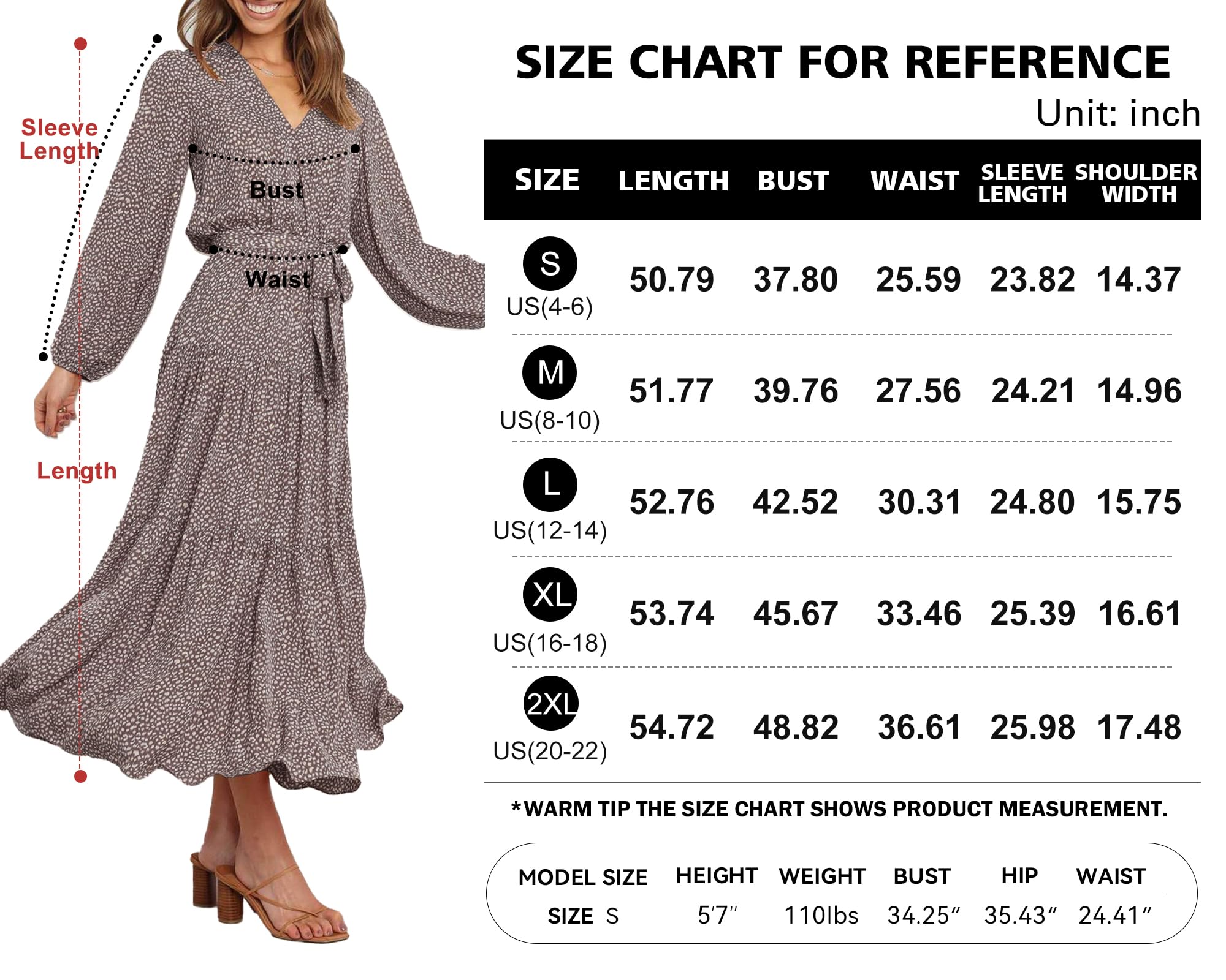 Foto 6 | Vestido Largo Prettygarden Para Mujer, Estampado Floral, Manga Larga, Marrón - Venta Internacional.