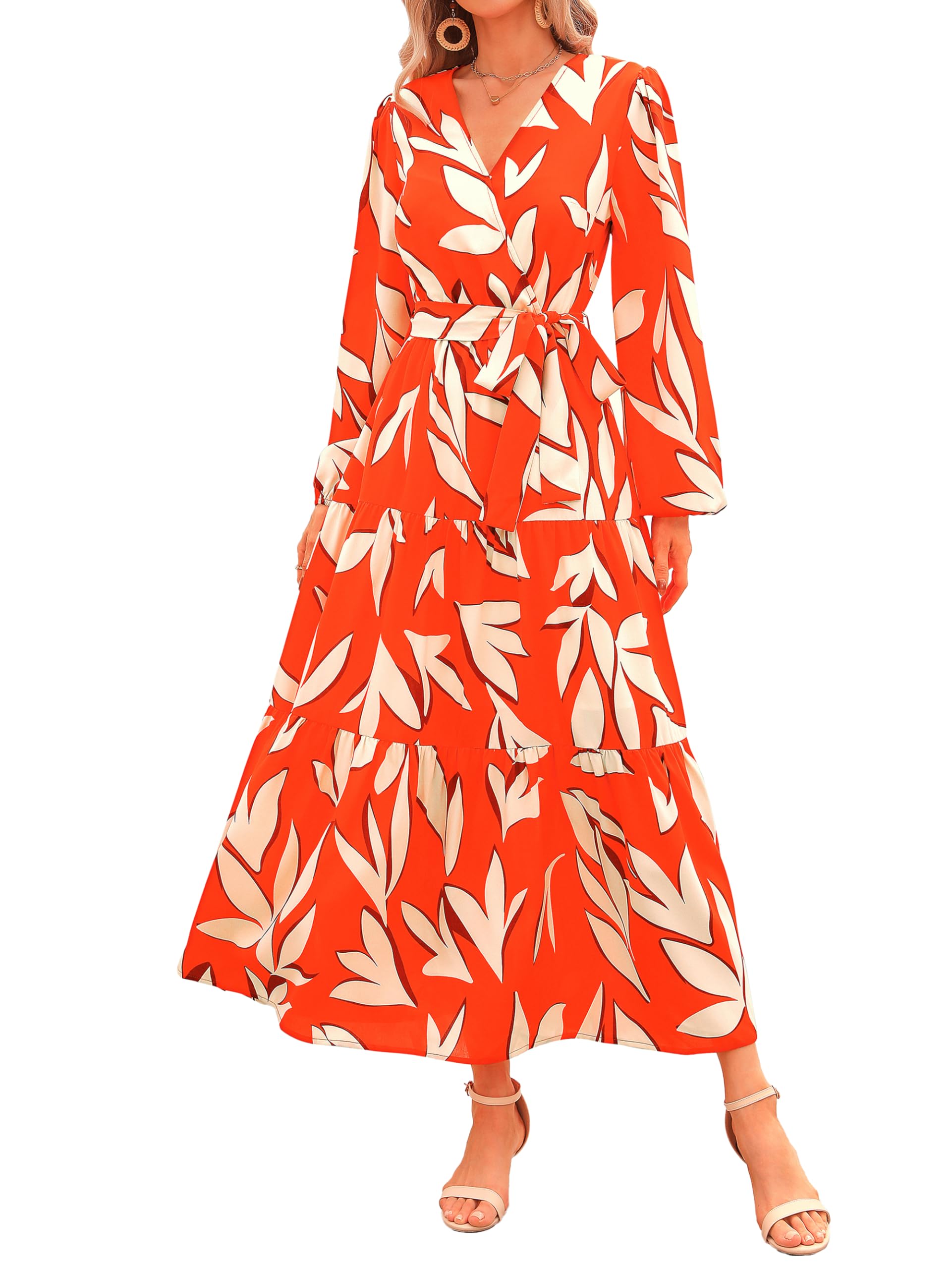 Foto 2 pulgar | Vestido Largo Prettygarden Floral Para Mujer De Gasa De Otoño - Venta Internacional.