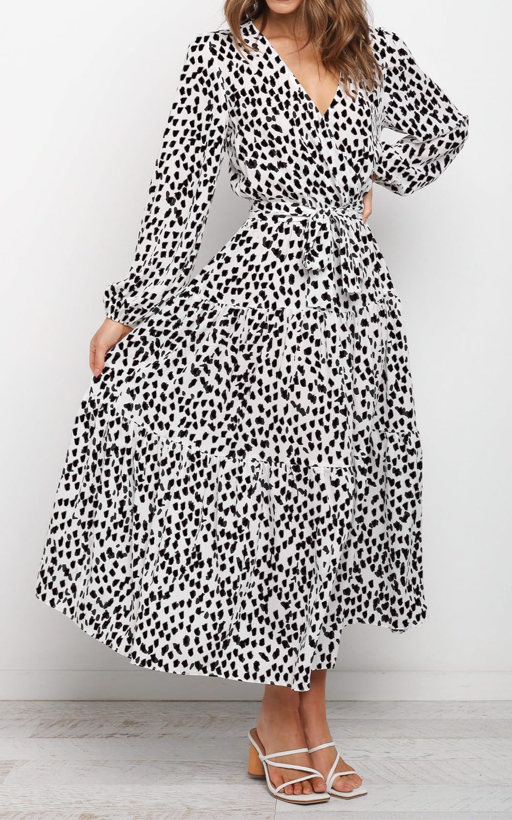 Foto 4 pulgar | Vestido Largo Prettygarden Con Estampado Floral De Otoño, Manga Larga Y Cuello En V - Venta Internacional.