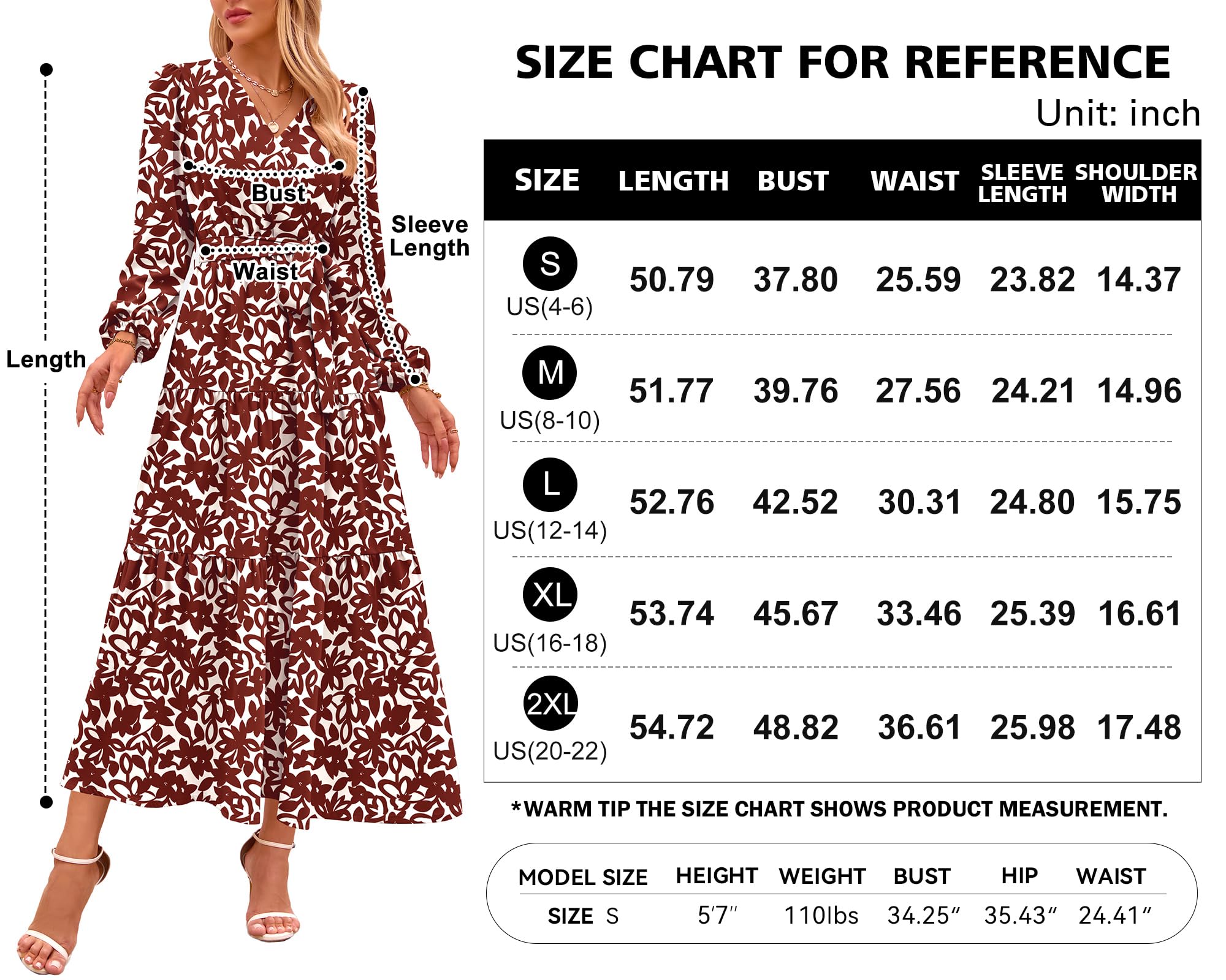 Foto 7 pulgar | Vestido Largo Prettygarden Floral De Manga Larga Con Cuello En V Para Mujer - Venta Internacional.