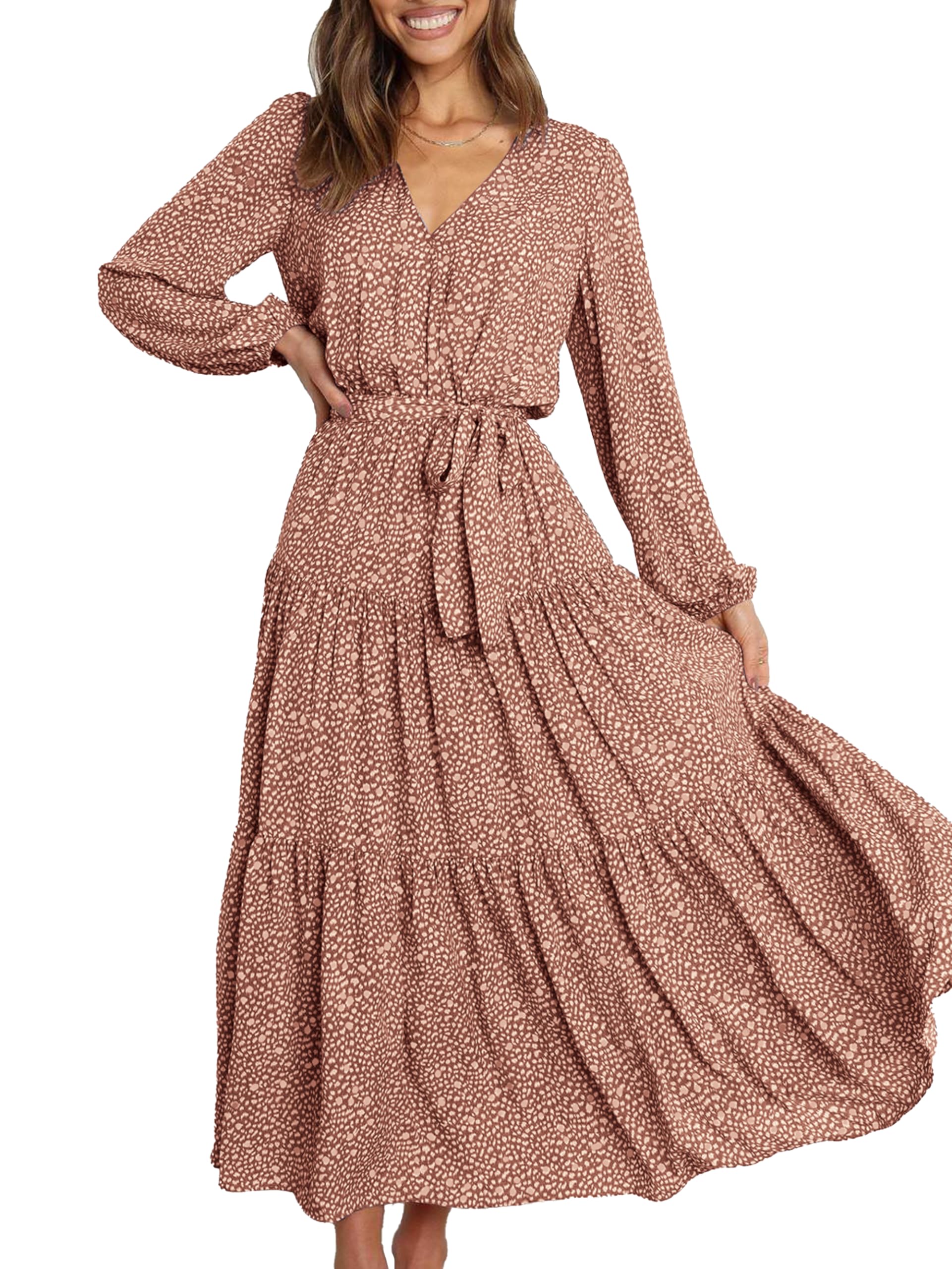 Foto 1 | Vestido Largo Prettygarden 2024 Con Volantes Florales Escalonados Para Mujer - Venta Internacional.