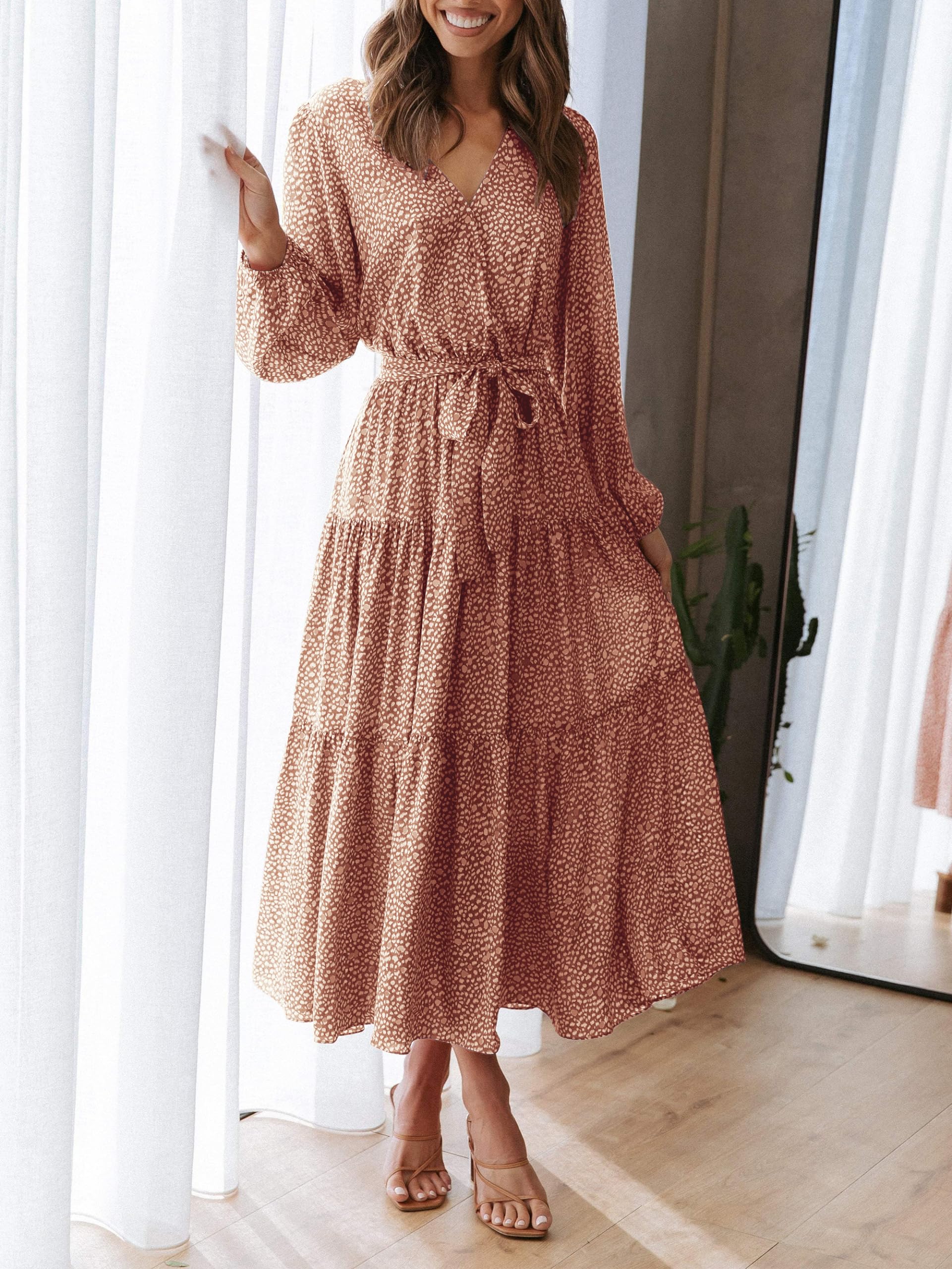 Foto 4 | Vestido Largo Prettygarden 2024 Con Volantes Florales Escalonados Para Mujer - Venta Internacional.