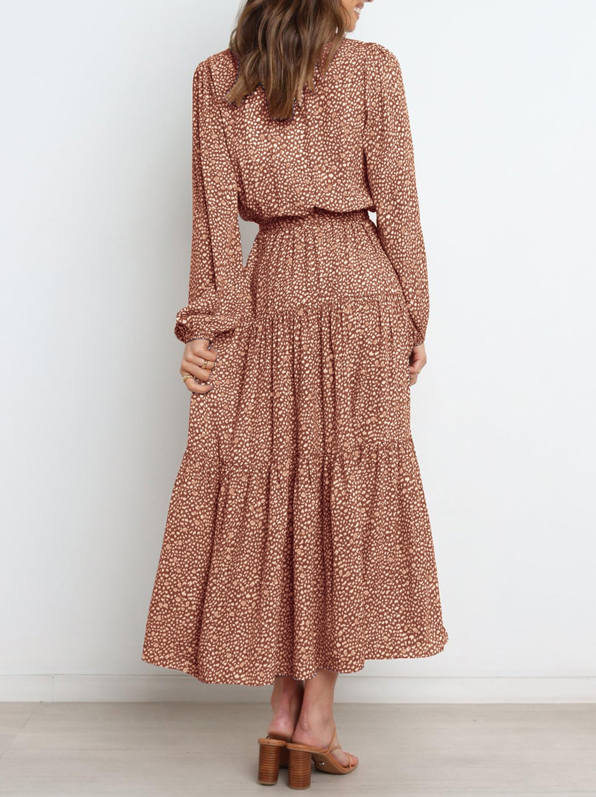 Foto 5 | Vestido Largo Prettygarden 2024 Con Volantes Florales Escalonados Para Mujer - Venta Internacional.