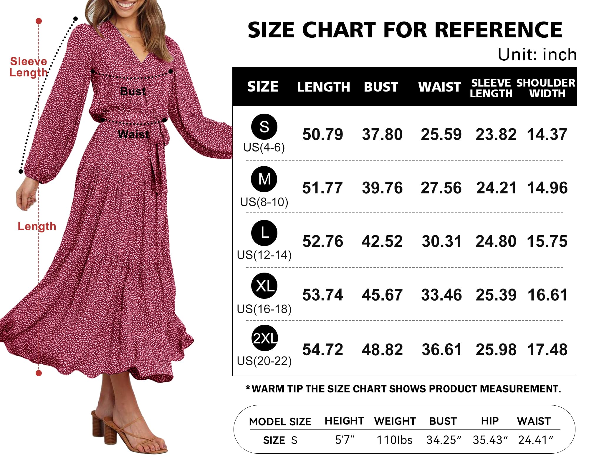Foto 6 | Vestido Largo Prettygarden Para Mujer, Estampado Floral De Otoño 2024, Manga Larga - Venta Internacional.