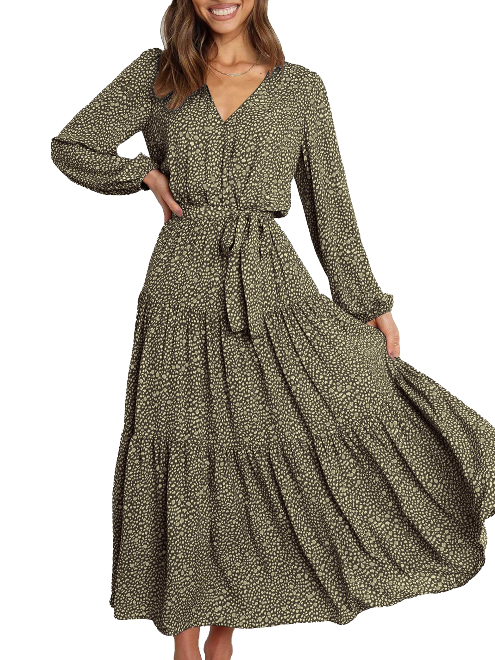Foto 1 | Vestido Largo Prettygarden Para Mujer, Estampado Floral, Chifón, Talla Pequeña - Venta Internacional.