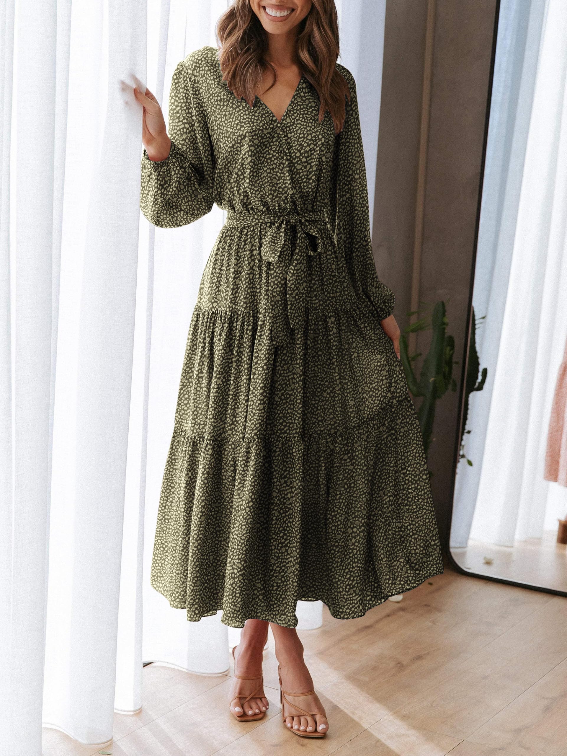 Foto 4 | Vestido Largo Prettygarden Para Mujer, Estampado Floral, Chifón, Talla Pequeña - Venta Internacional.